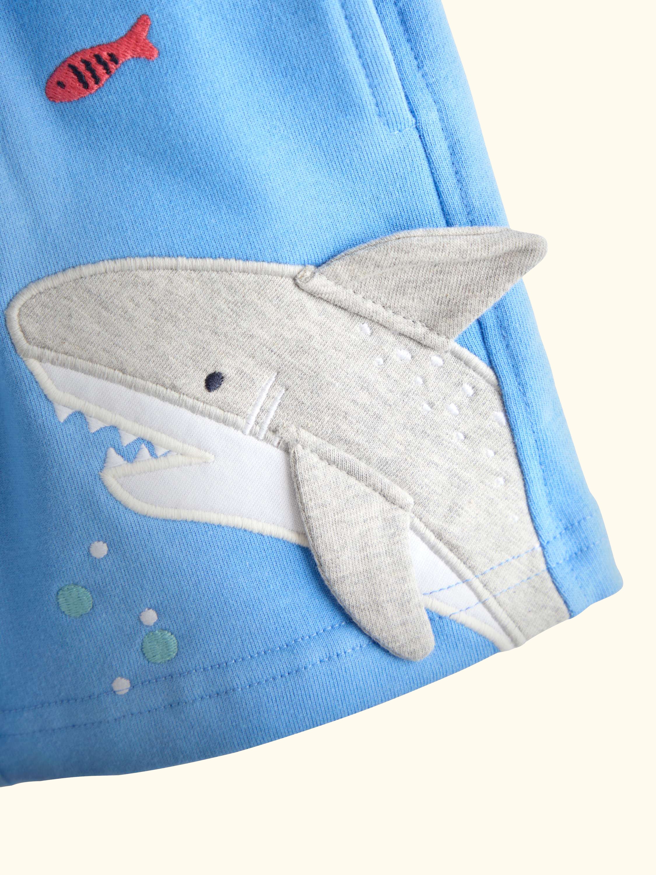Kids' Appliqué & Plain Shorts, Pack of 2, Mid Blue