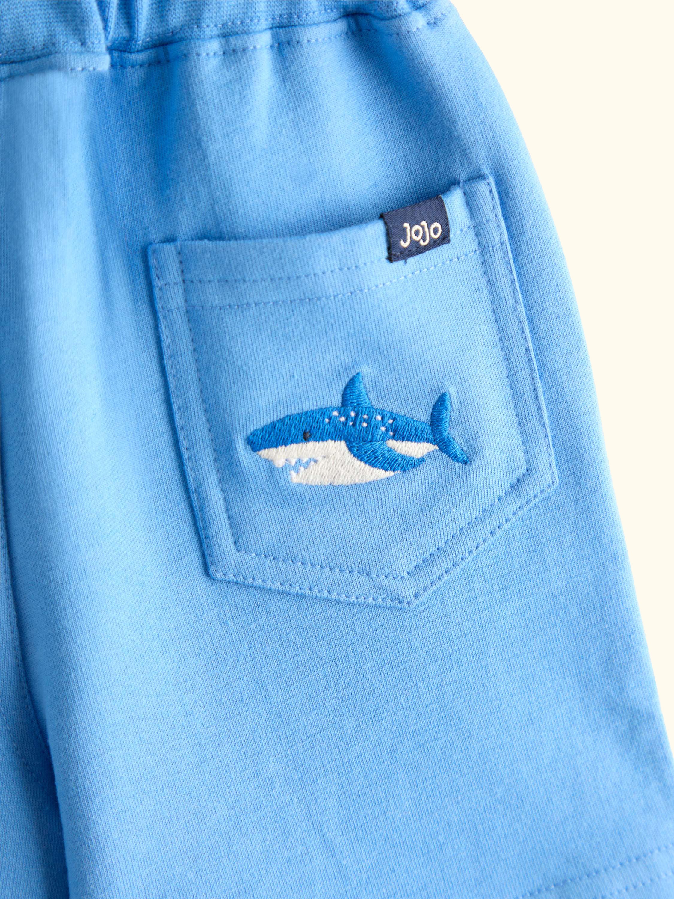 Kids' Appliqué & Plain Shorts, Pack of 2, Mid Blue