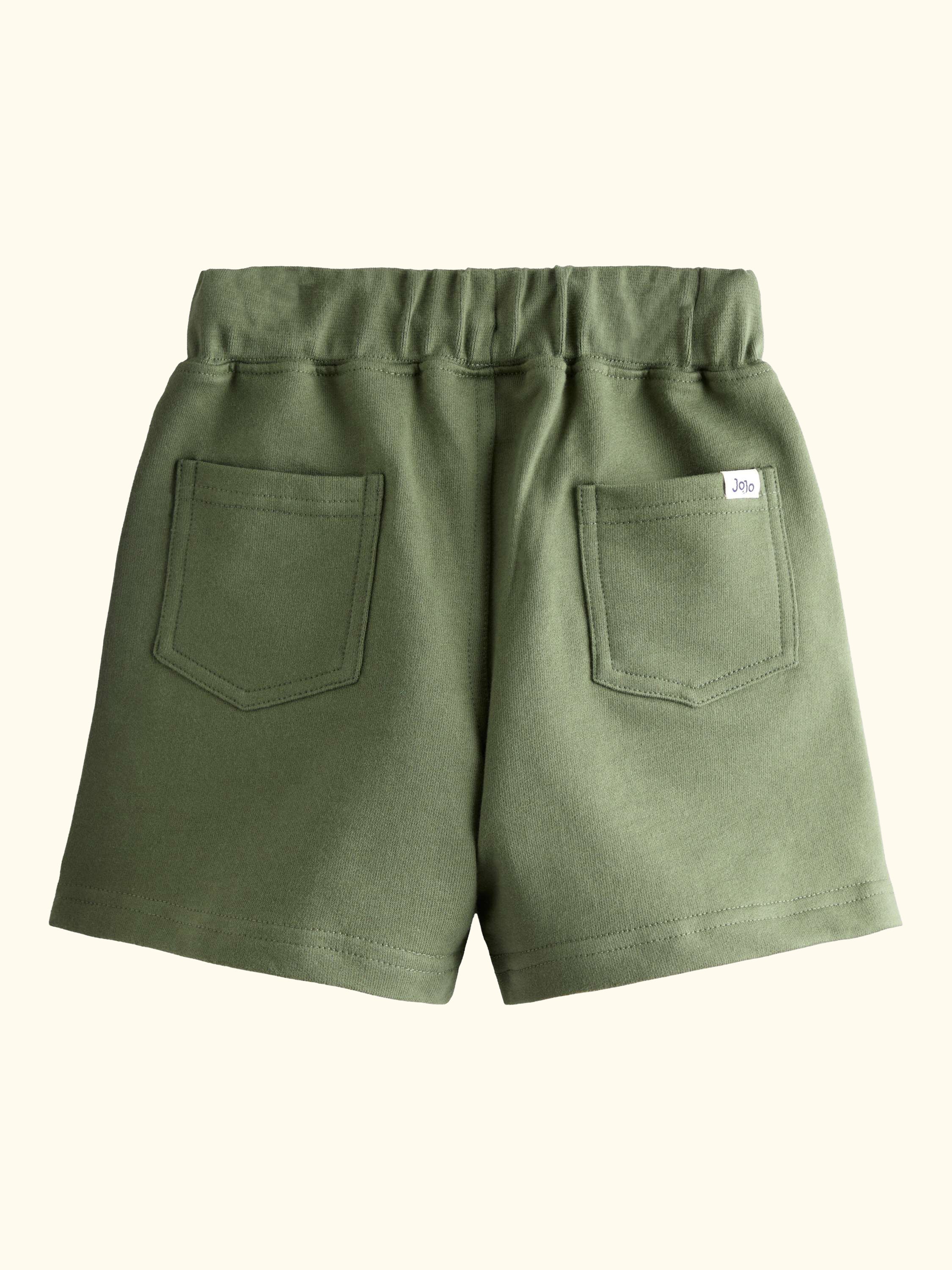 Kids' Zebra Applique & Plain Shorts, Pack of 2, Khaki Green