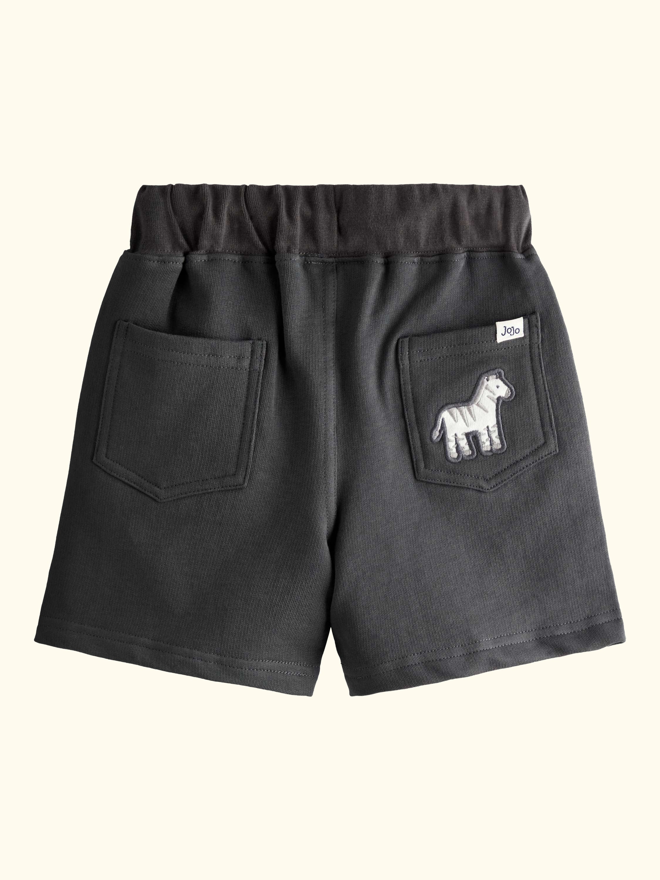 Kids' Zebra Applique & Plain Shorts, Pack of 2, Khaki Green