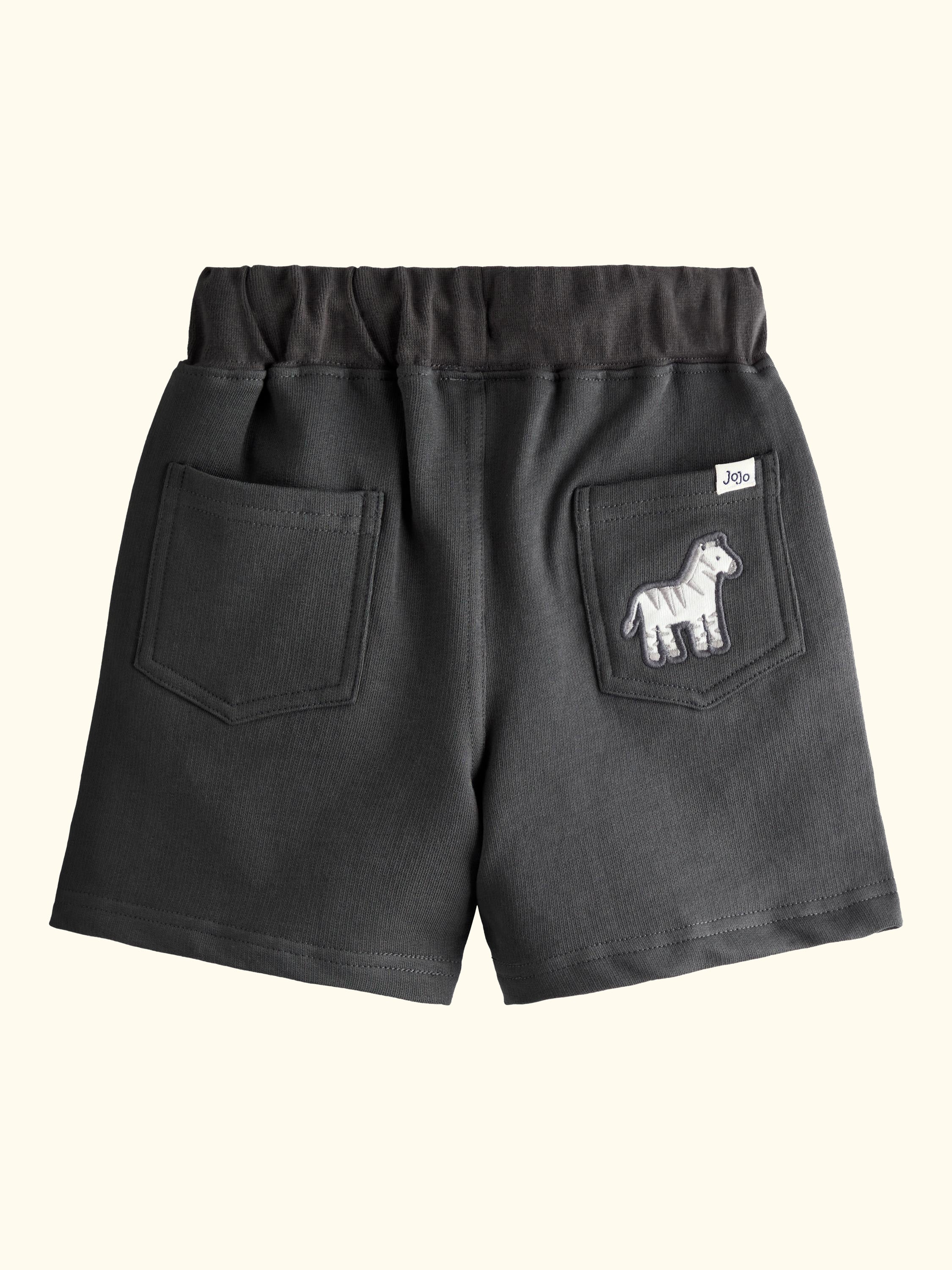 Kids' Zebra Applique & Plain Shorts, Pack of 2, Khaki Green