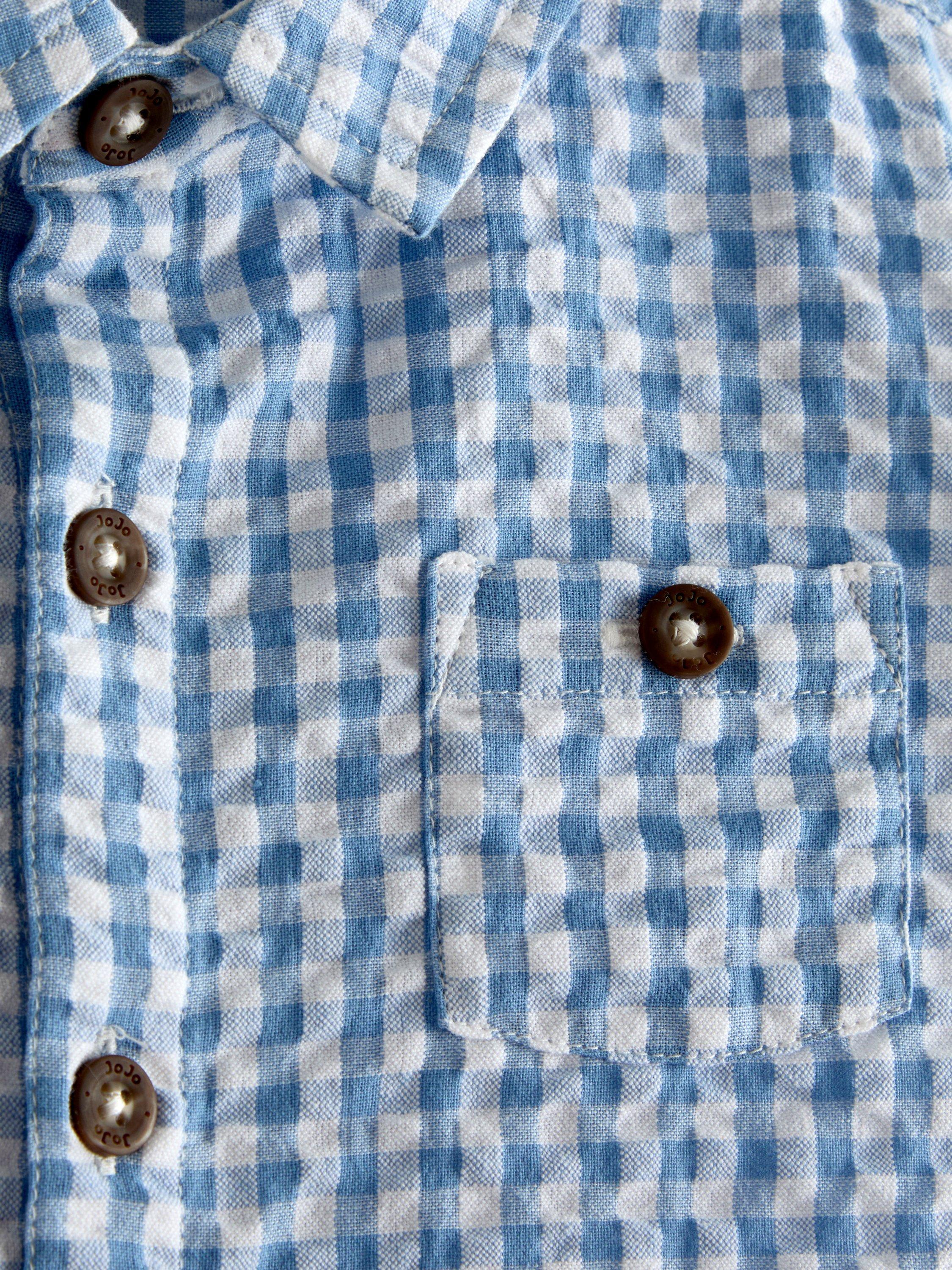 Kids' Gingham Short Sleeve Shirt, Light Blue