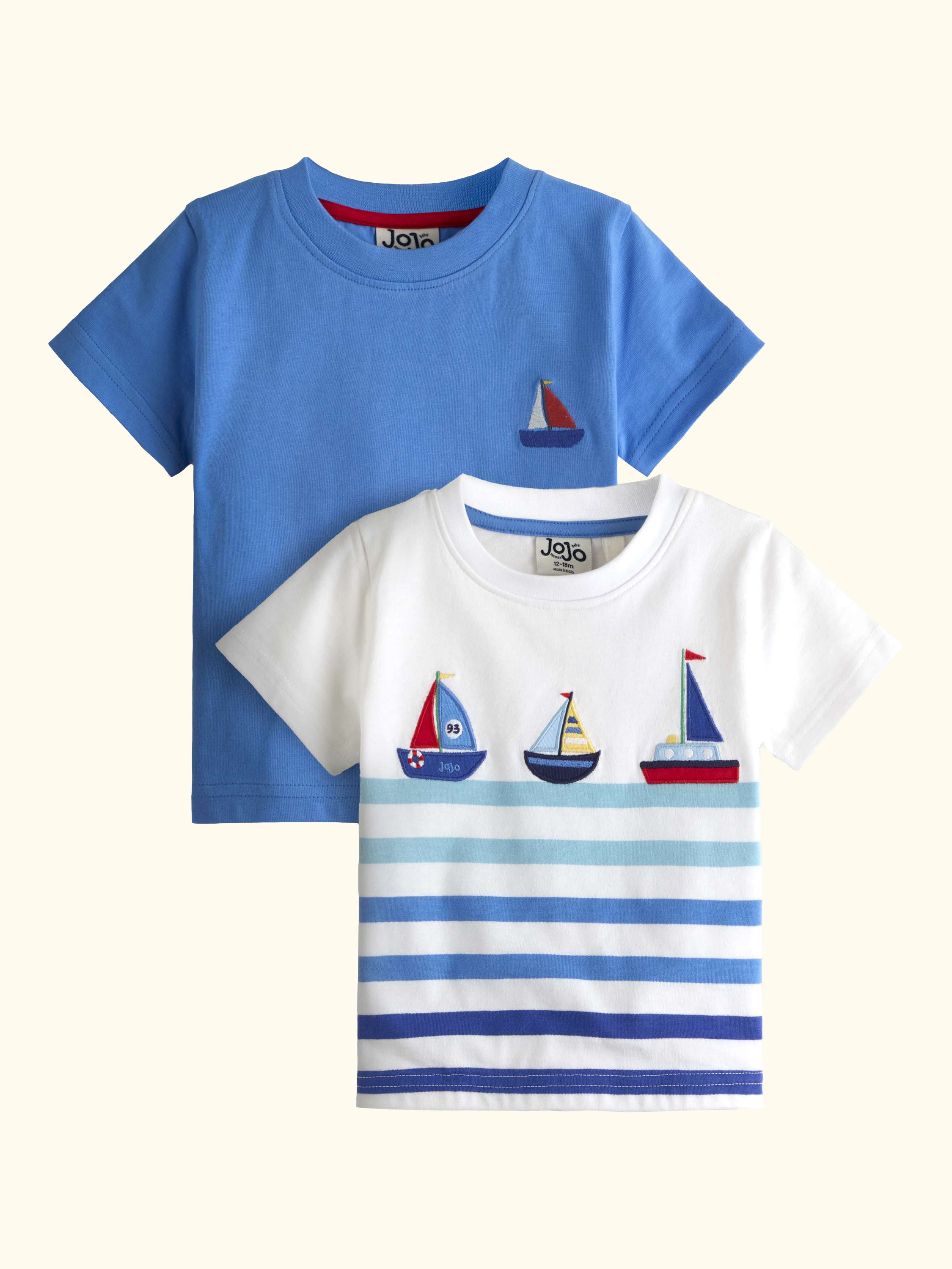 Kids' Short Sleeve Boat T-Shirt, Pack of 2, Indigo Blue