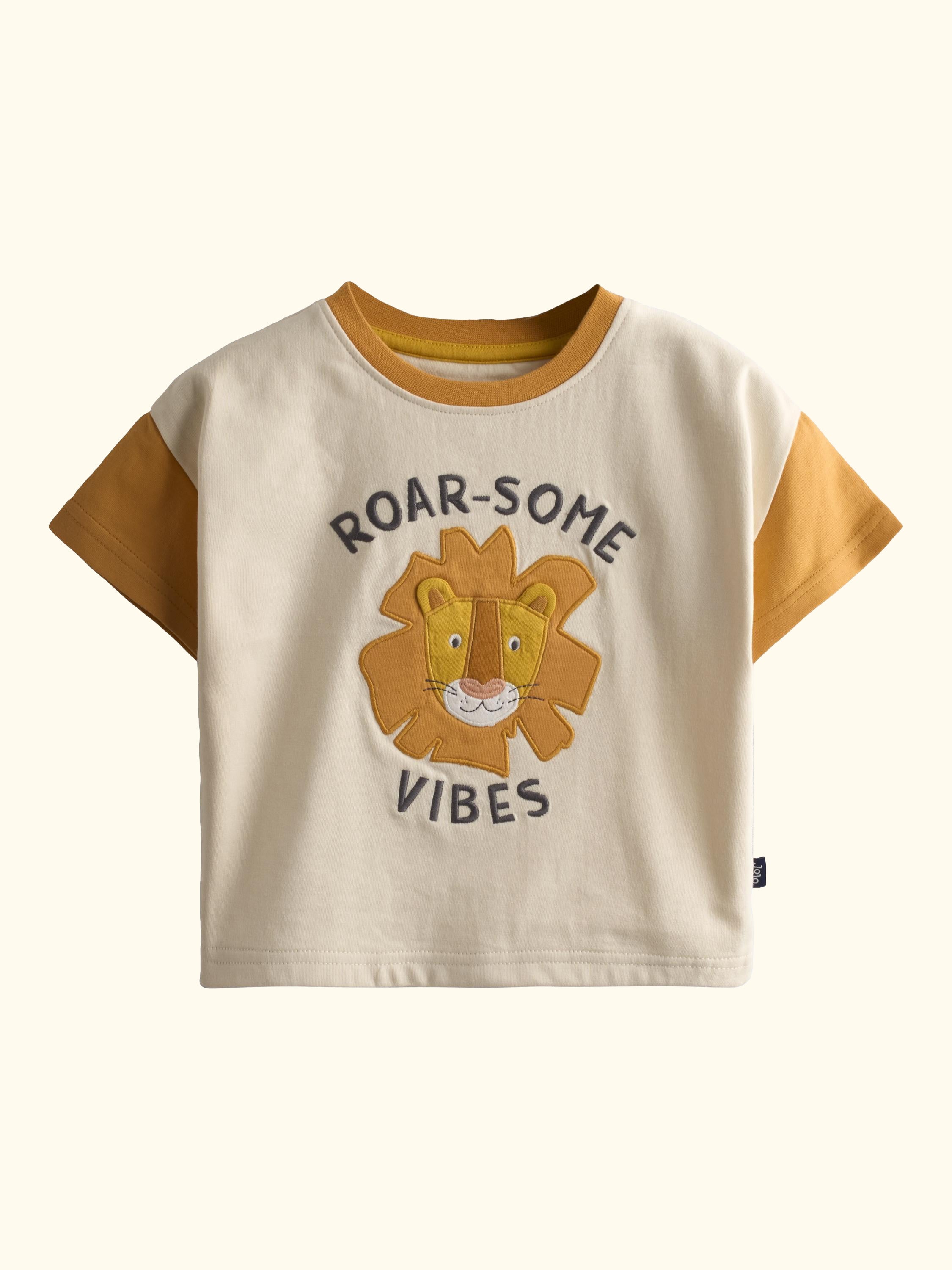 Kids' Roarsome Lion Appliqué T-Shirt, Pack of 2, Mid Orange