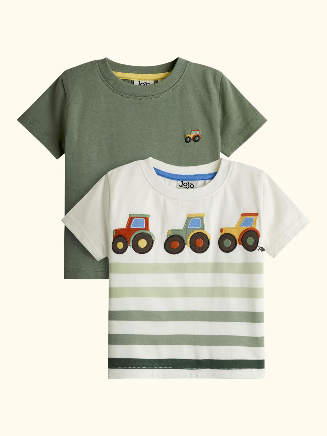 Kids' Tractor Applique T-Shirt, Pack of 2, Khaki/Multi