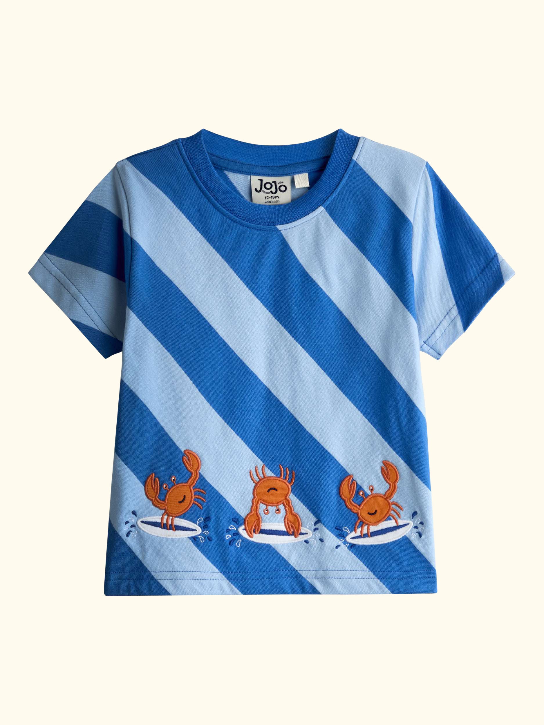 Kids' Surf's Up Crab Appliqué T-Shirt, Chambray Blue