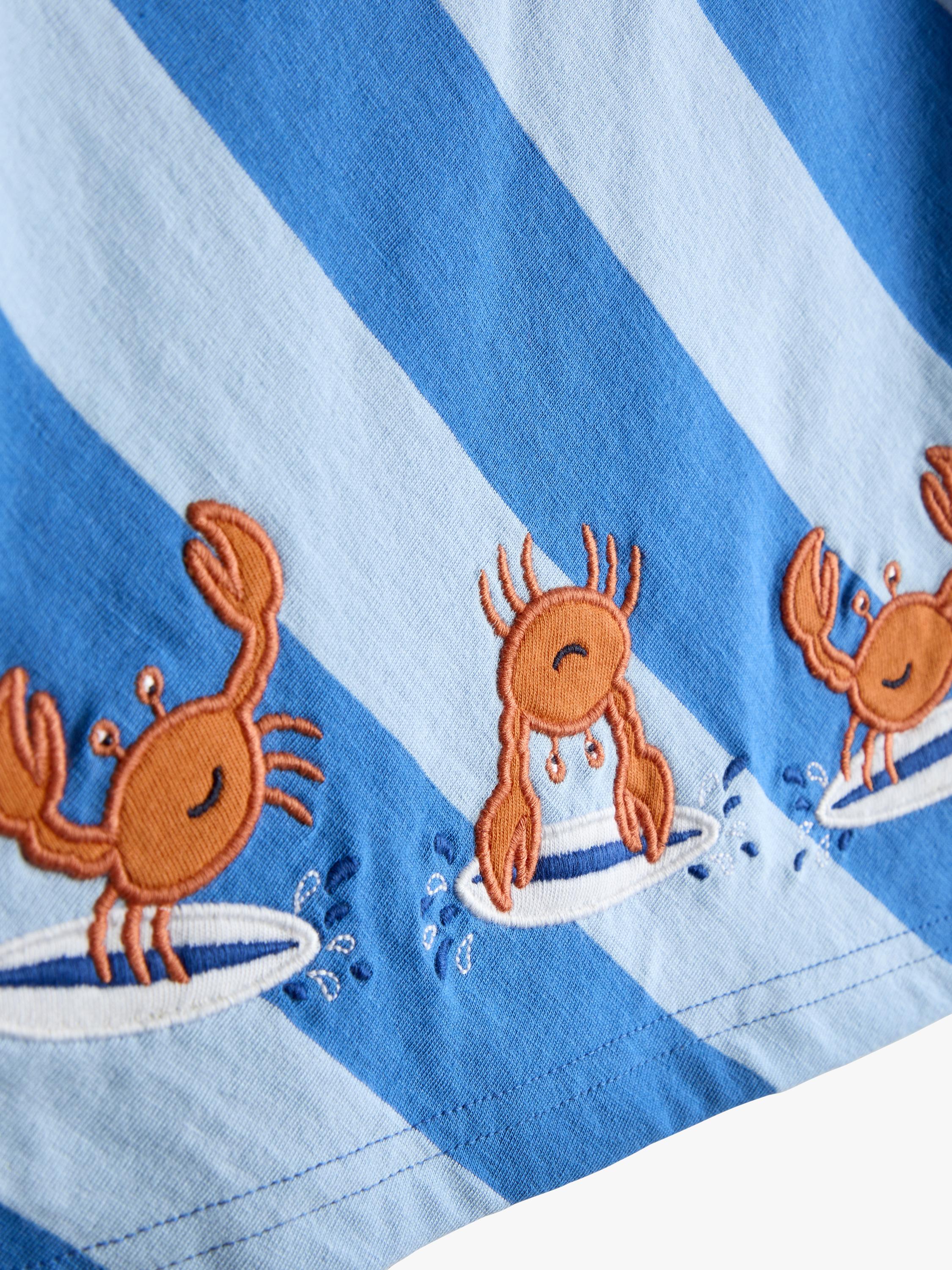 Kids' Surf's Up Crab Appliqué T-Shirt, Chambray Blue