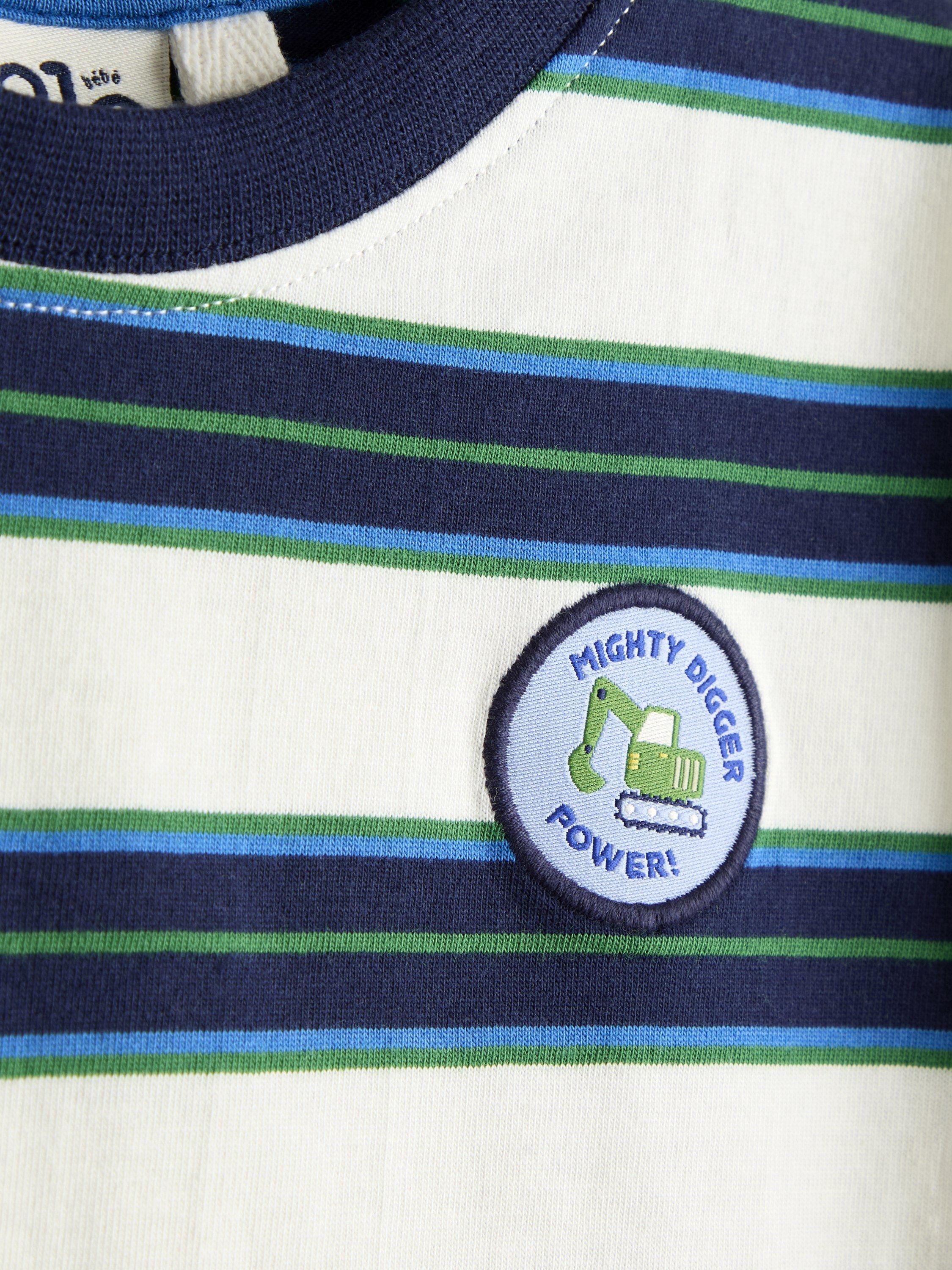 Kids' Digger Applique Striped T-Shirt, Cobalt Blue