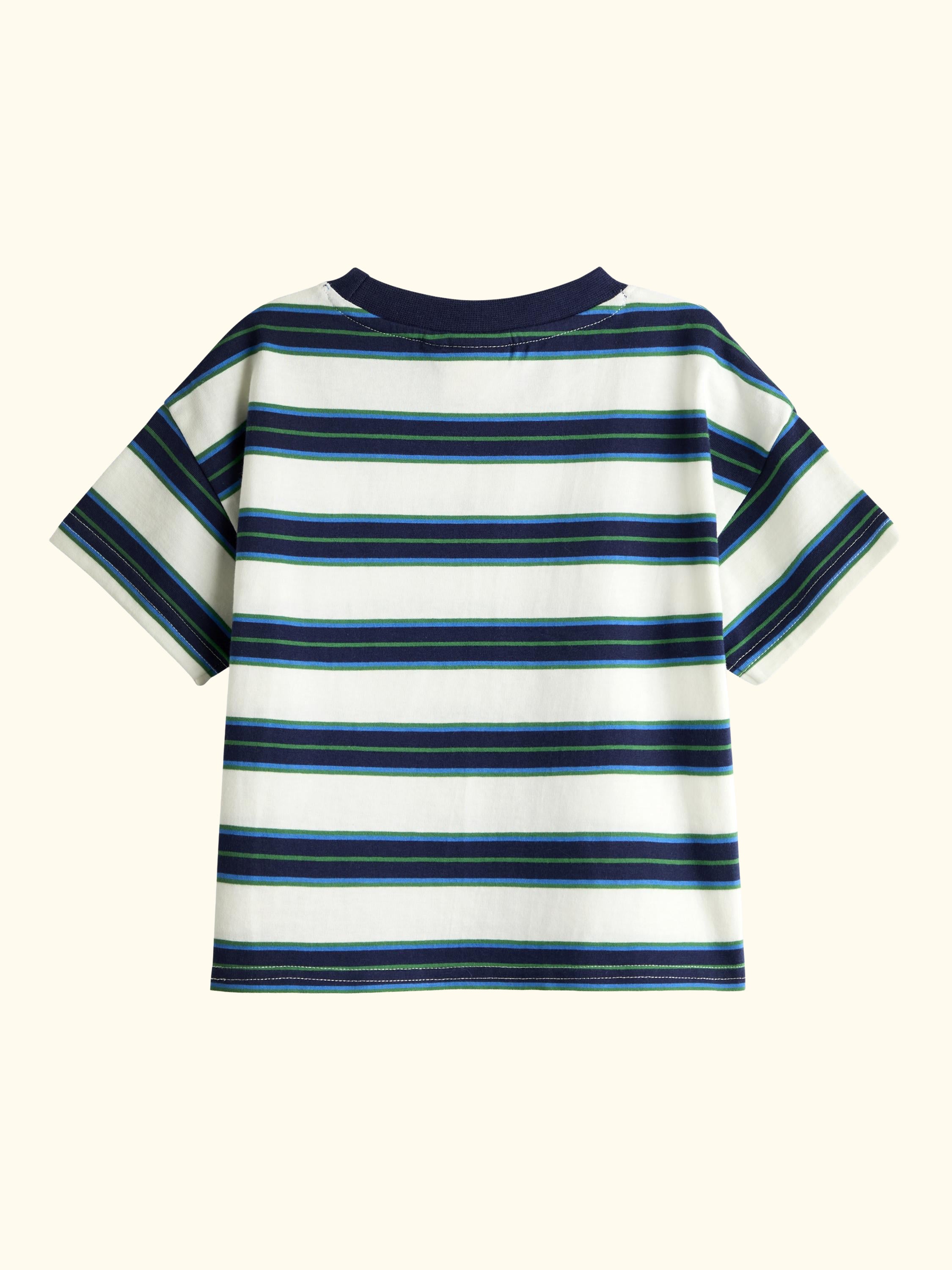 Kids' Digger Applique Striped T-Shirt, Cobalt Blue