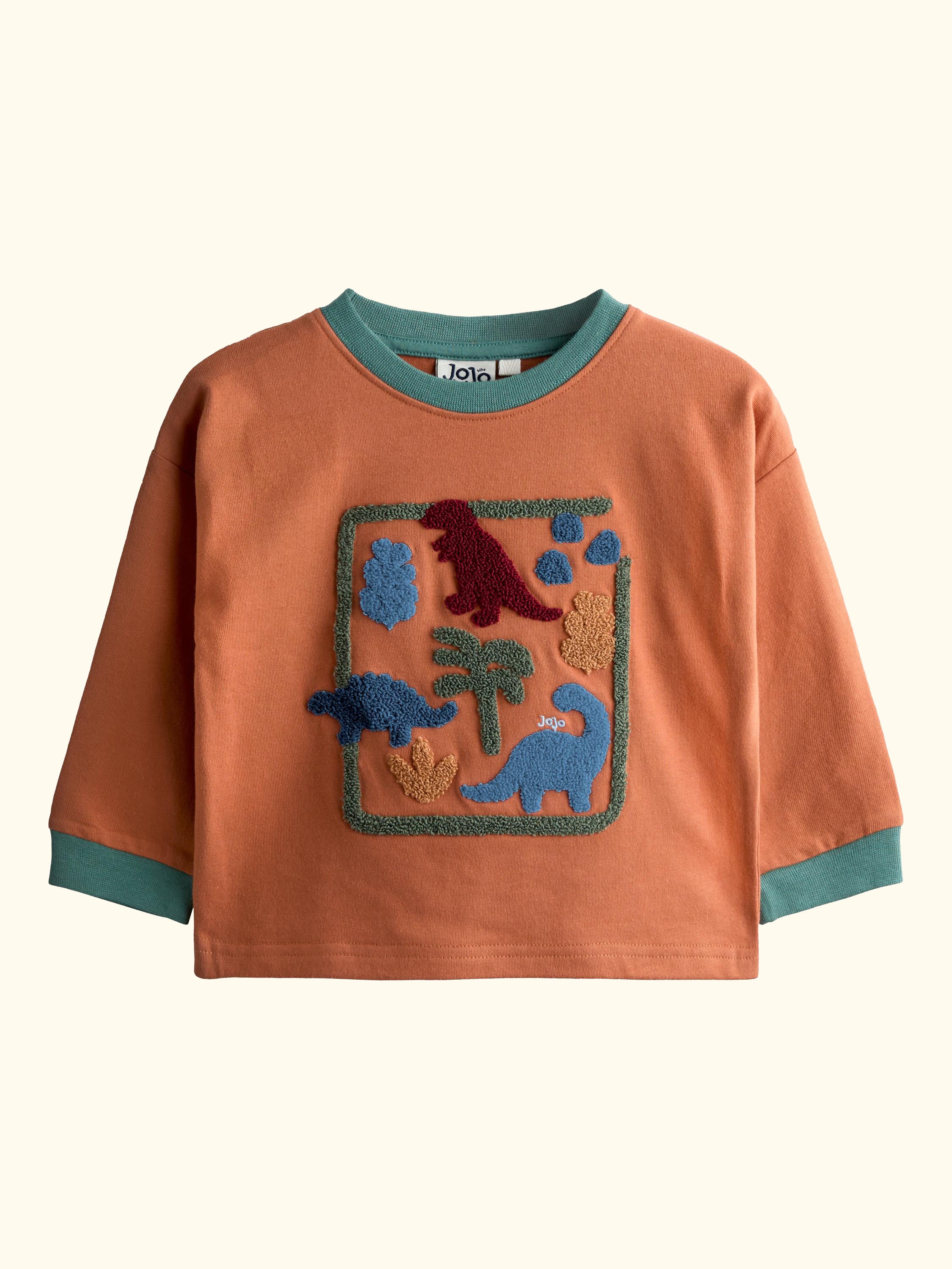 JoJo Maman Kids' Dinosaur Applique Top, Tan