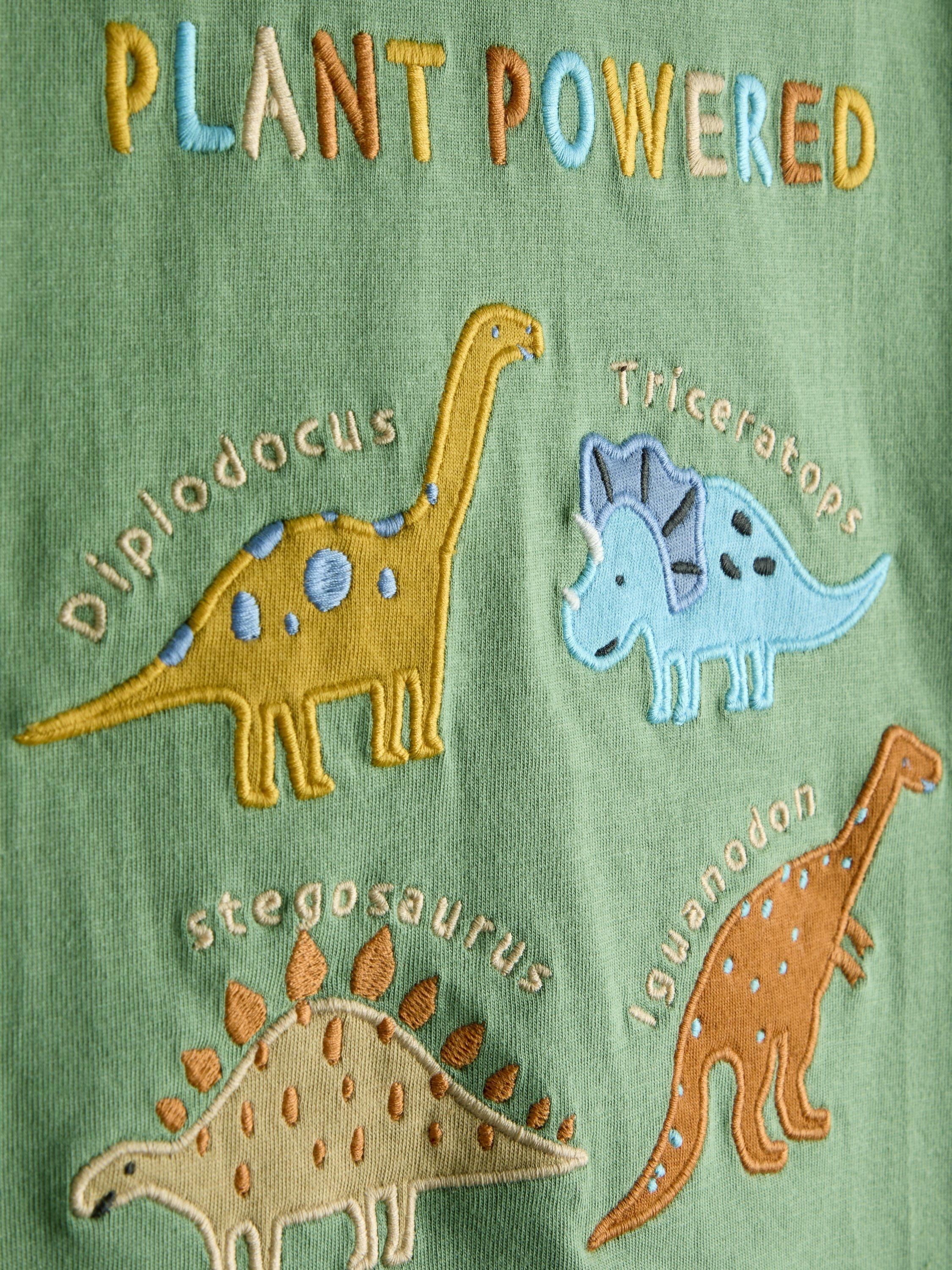 Kids' Plant Powered Dino Appliqué T-Shirt, Khaki Green