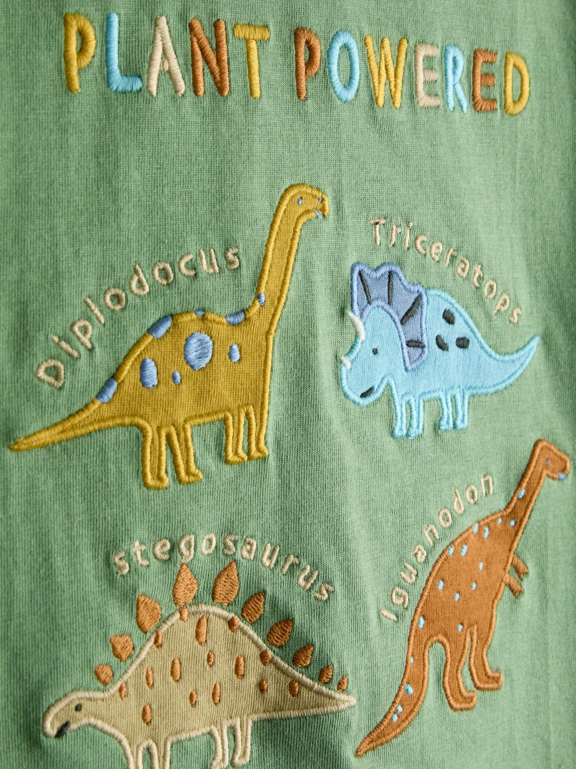 Kids' Plant Powered Dino Appliqué T-Shirt, Khaki Green
