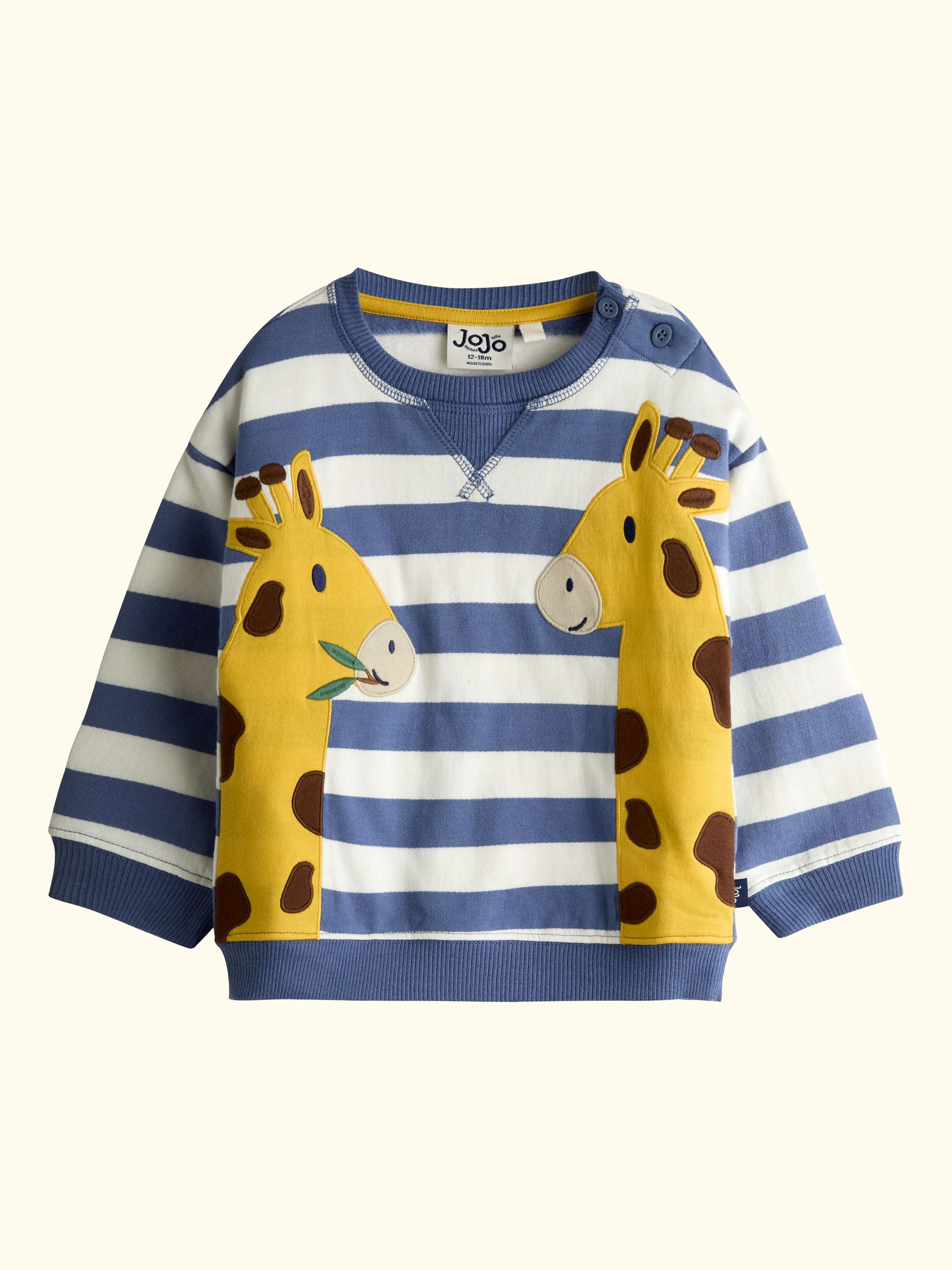 Kids' Giraffe Appliqué Drop Shoulder Sweatshirt, Indigo