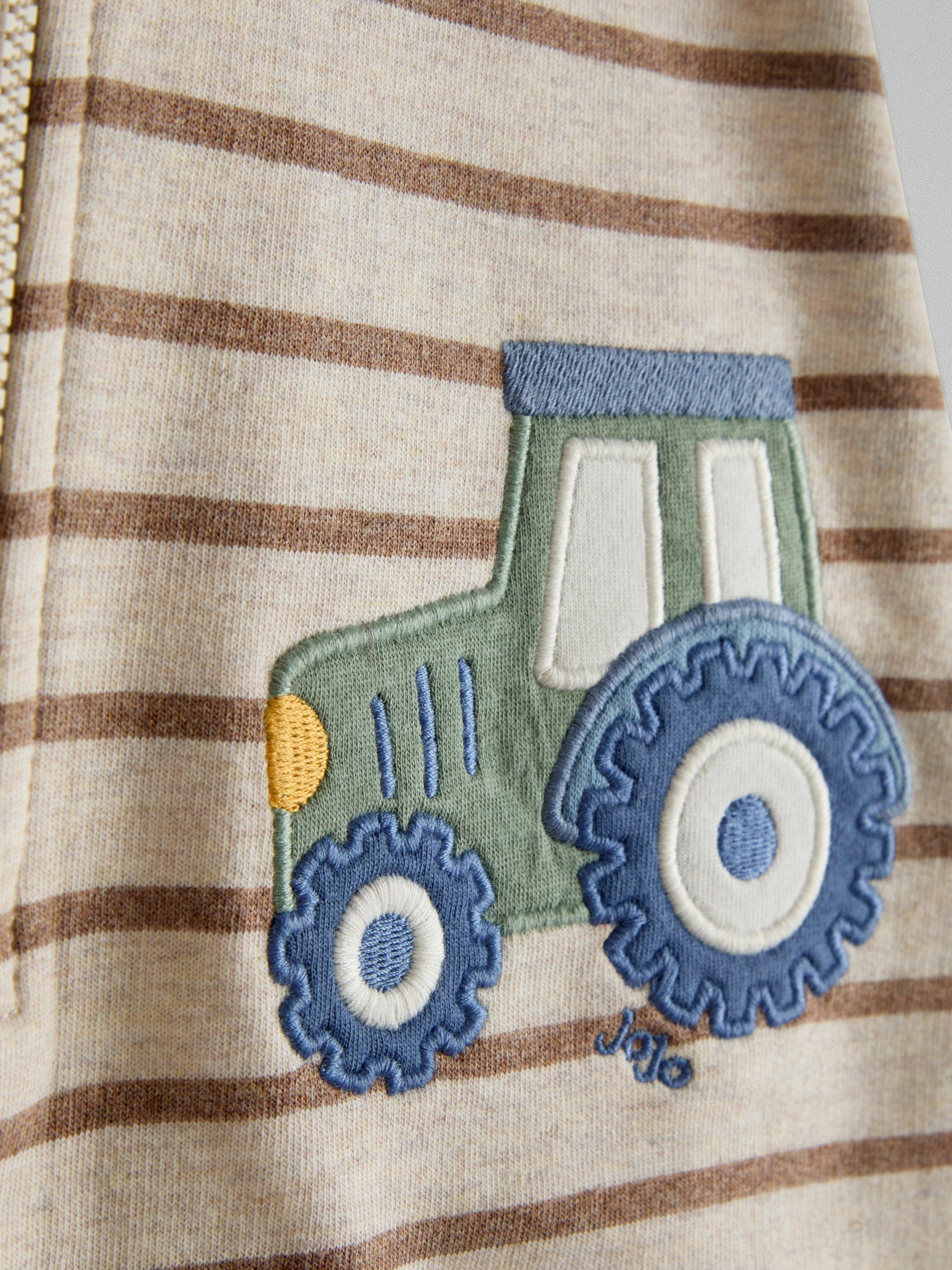 Kids' Half Zip Tractor Sweatshirt, Natural Marl