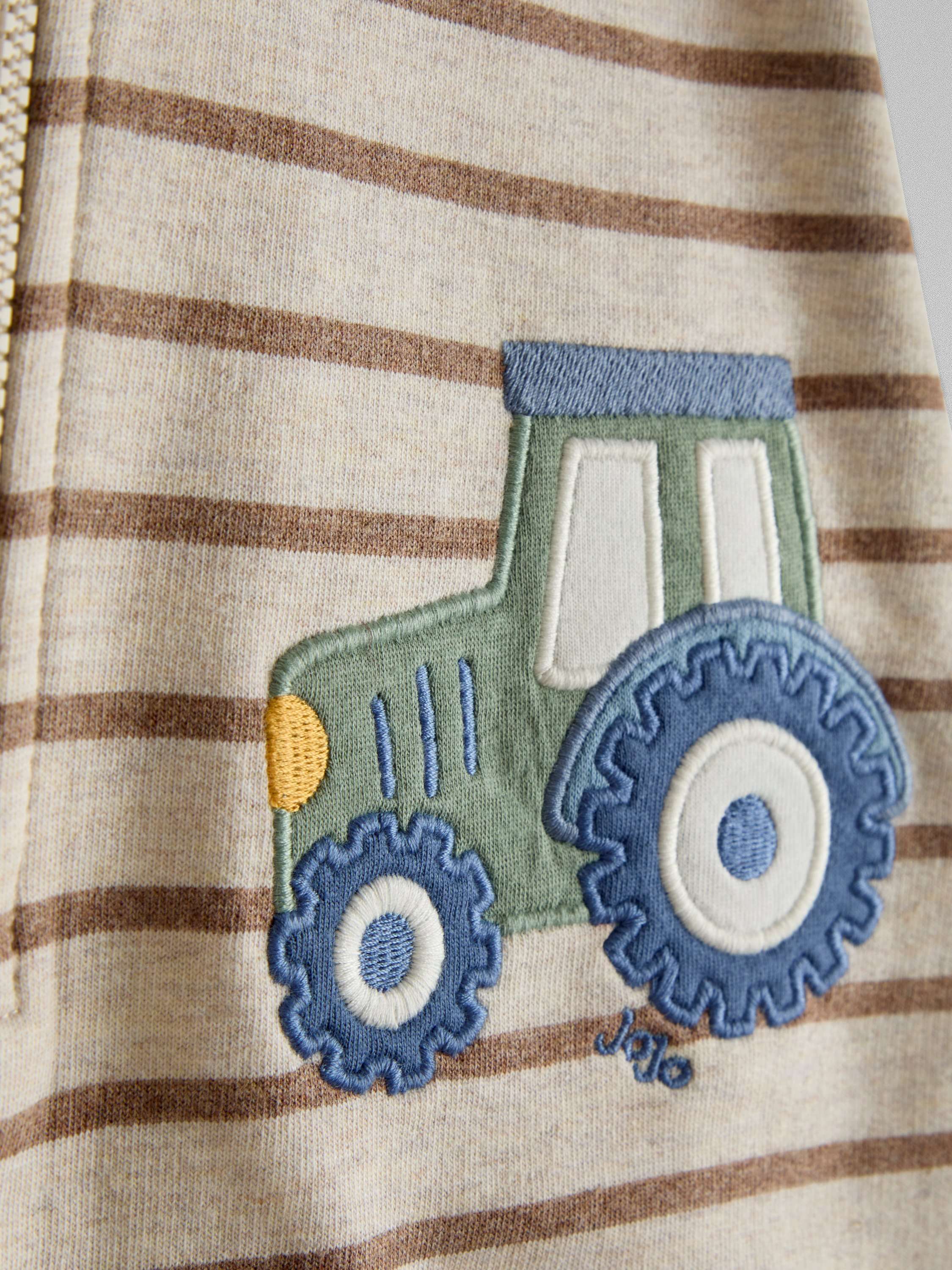 Kids' Half Zip Tractor Sweatshirt, Natural Marl