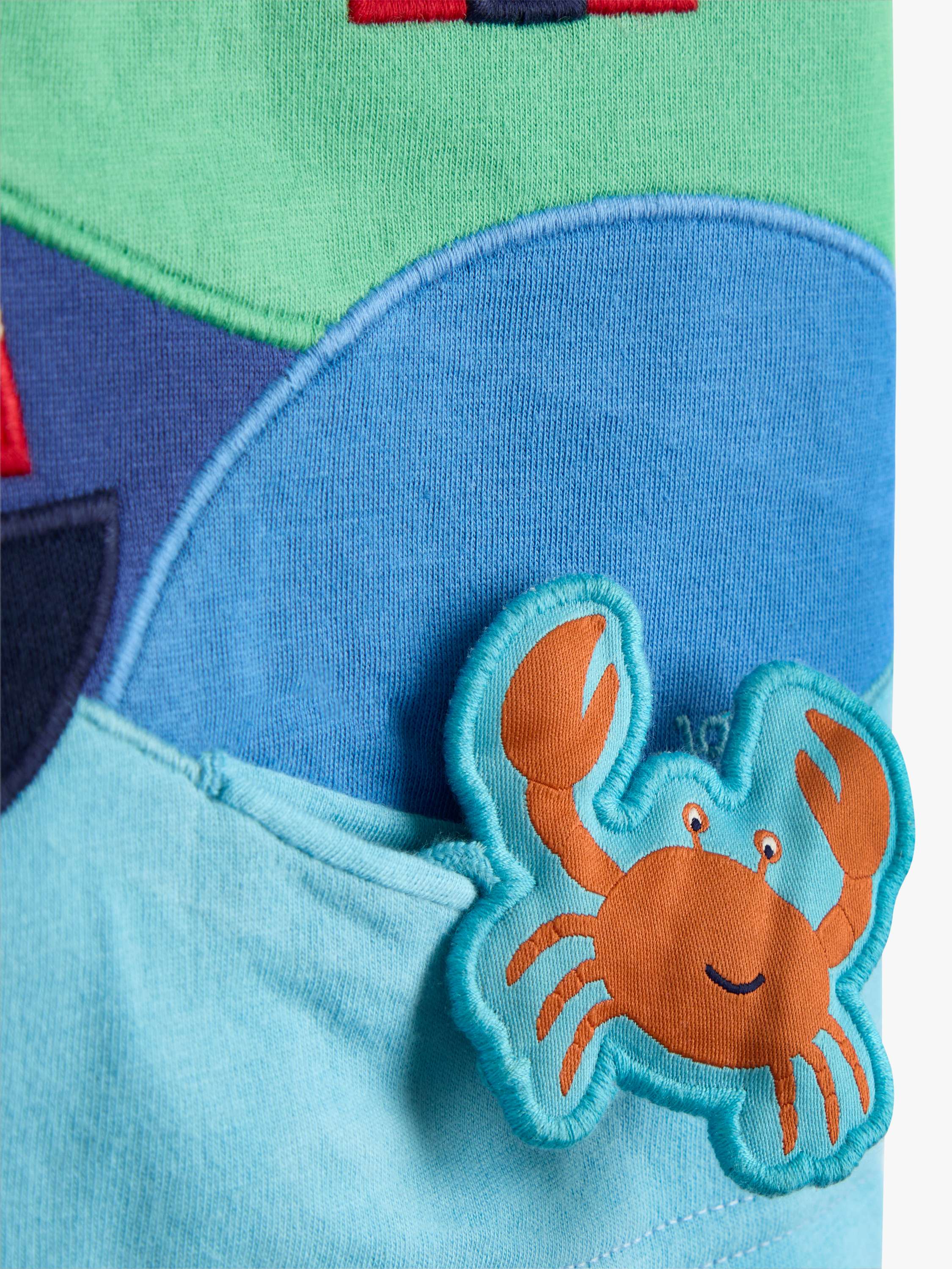Kids' Lighthouse Scene Appliqué T-Shirt, Light Blue Marl