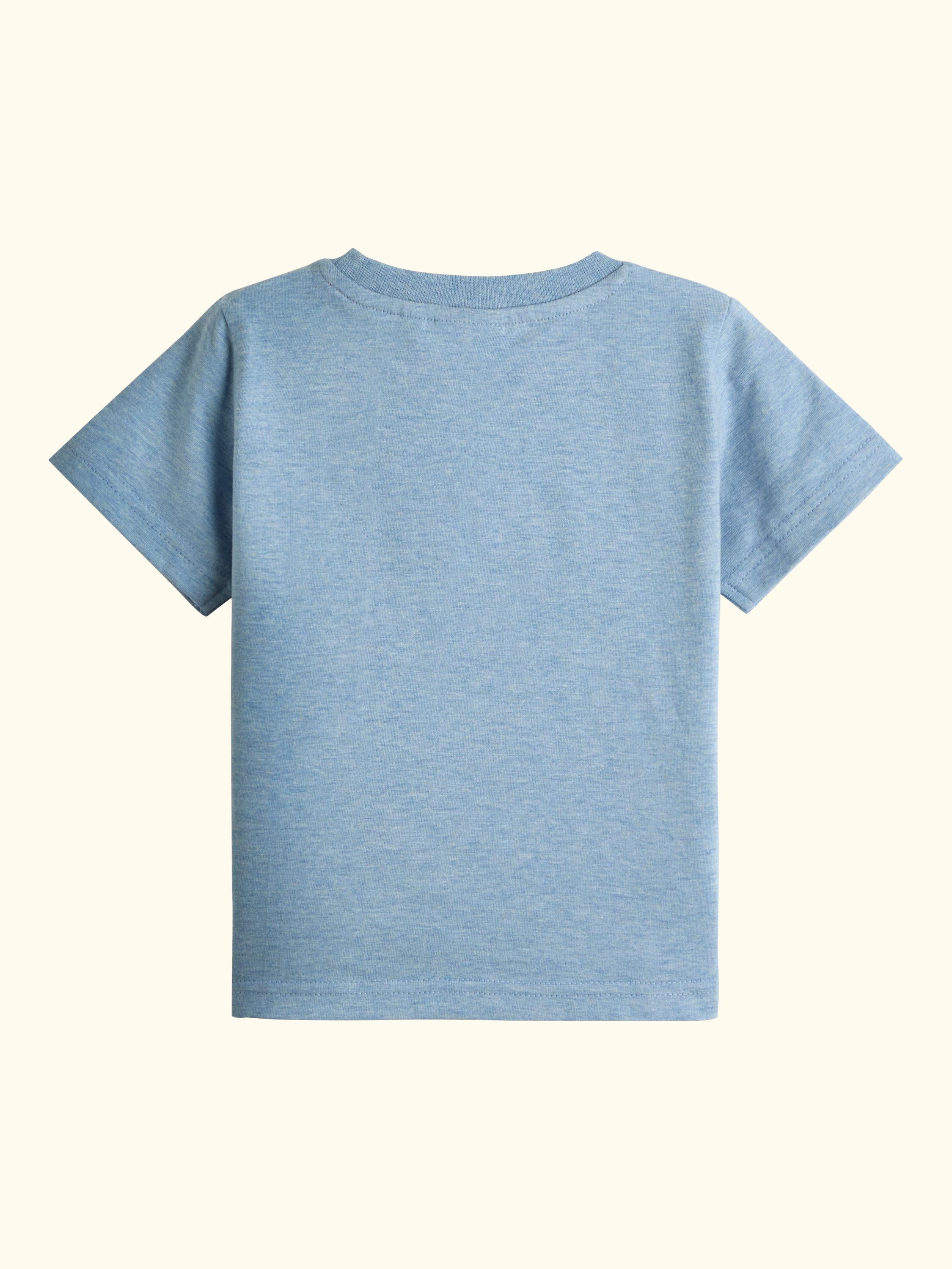 Kids' Lighthouse Scene Appliqué T-Shirt, Light Blue Marl