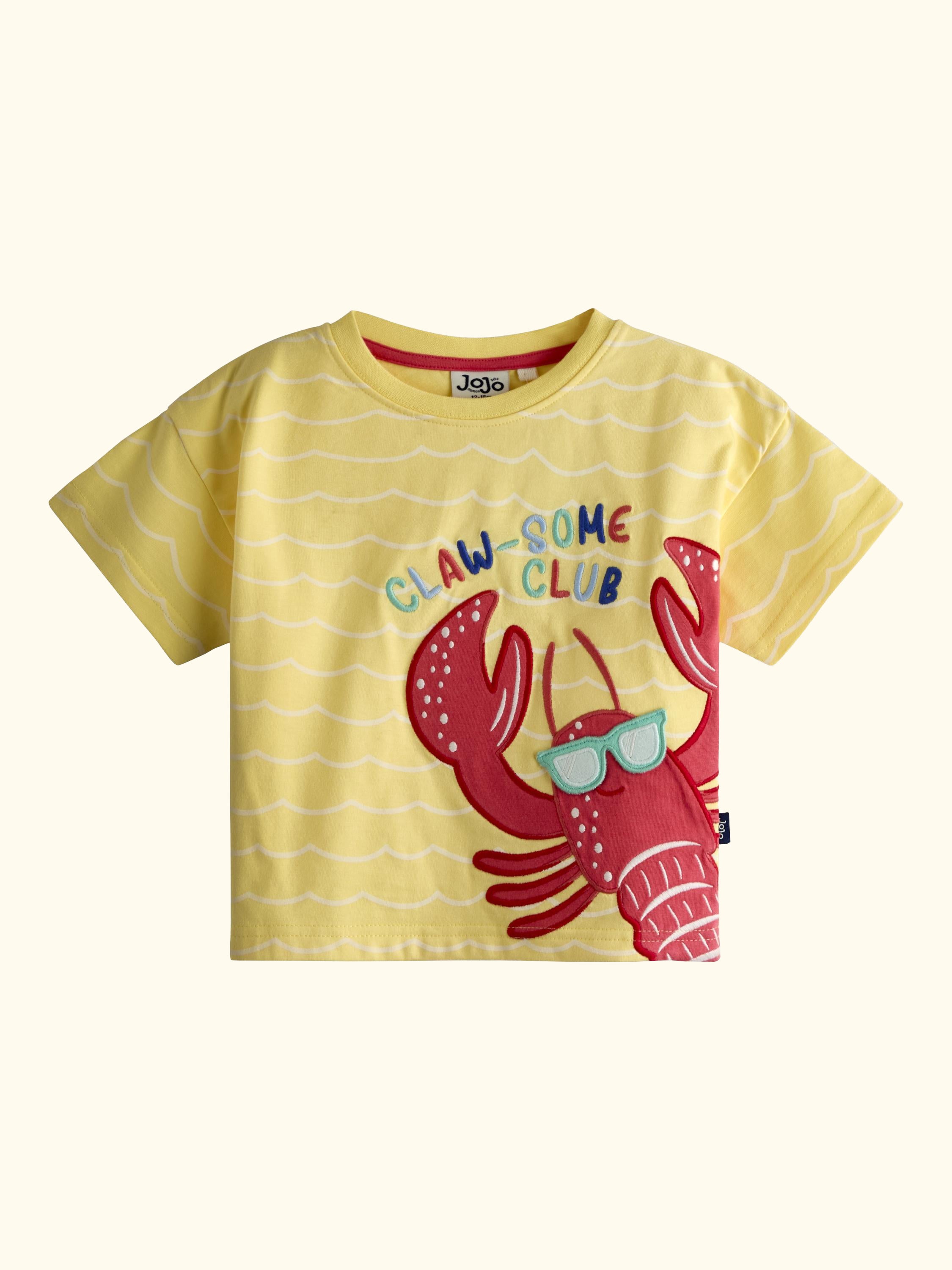 Kids' Lobster Character Applique T-Shirt, Mid Yellow