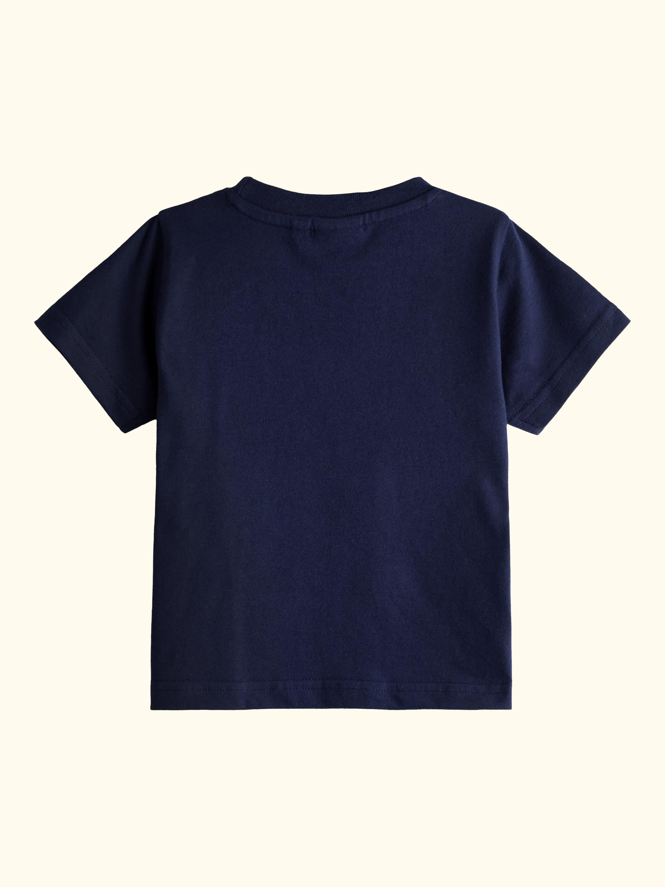 Kids' Short Sleeve Three Lions T-Shirt, Navy Blue