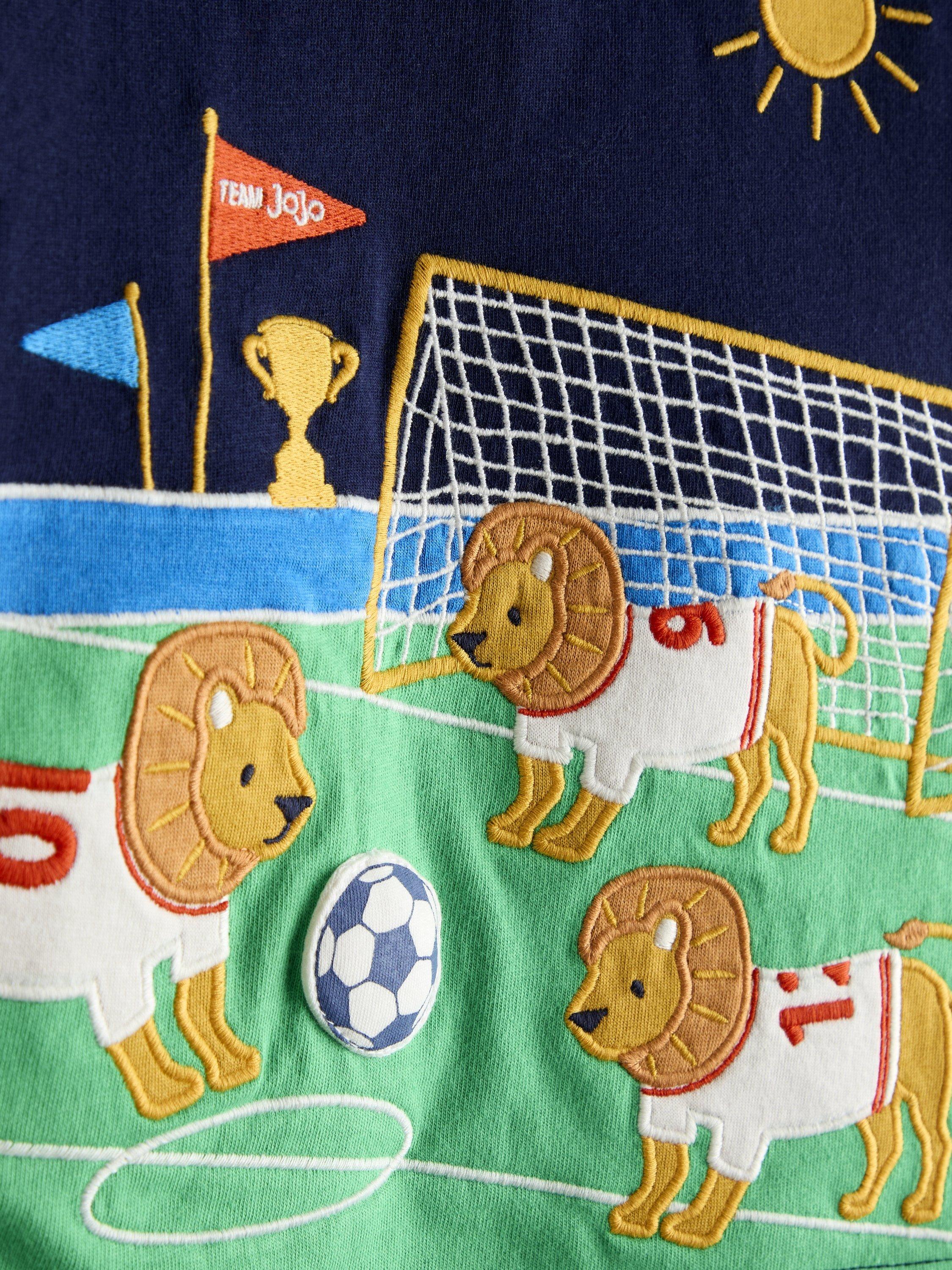 Kids' Short Sleeve Three Lions T-Shirt, Navy Blue