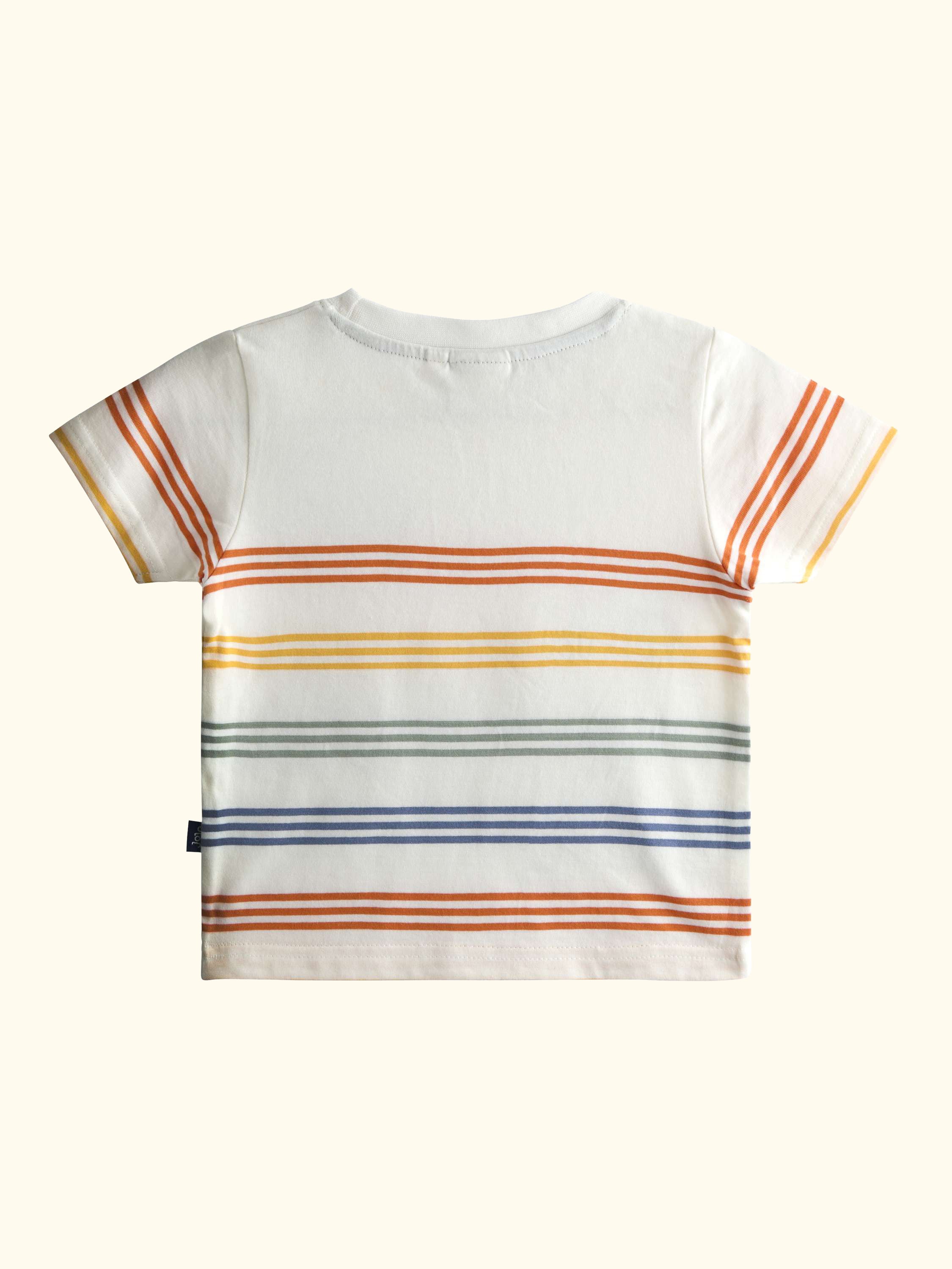 Kids' Tractor Stripe Appliqué T-Shirt, Cream