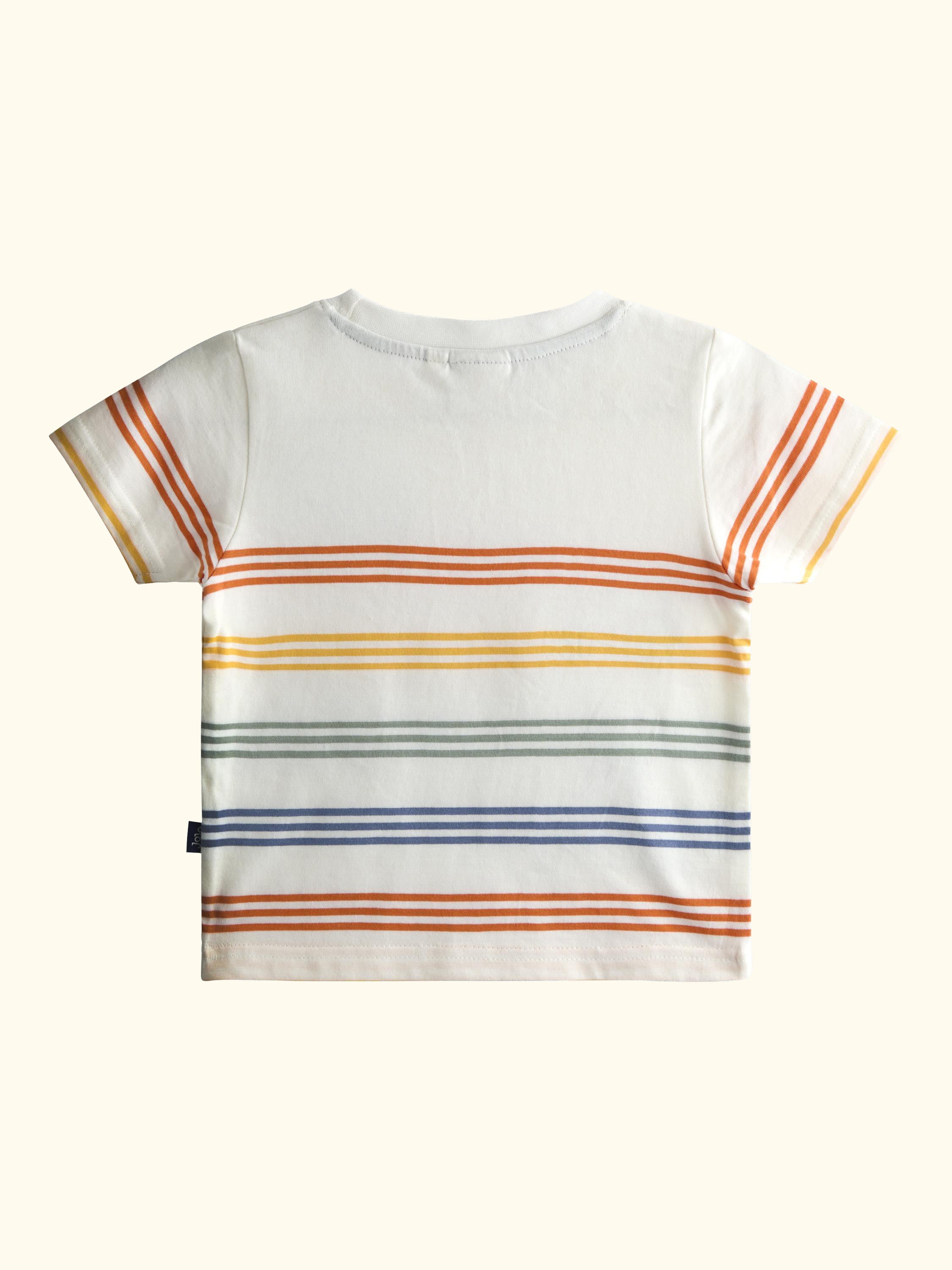 Kids' Tractor Stripe Appliqué T-Shirt, Cream