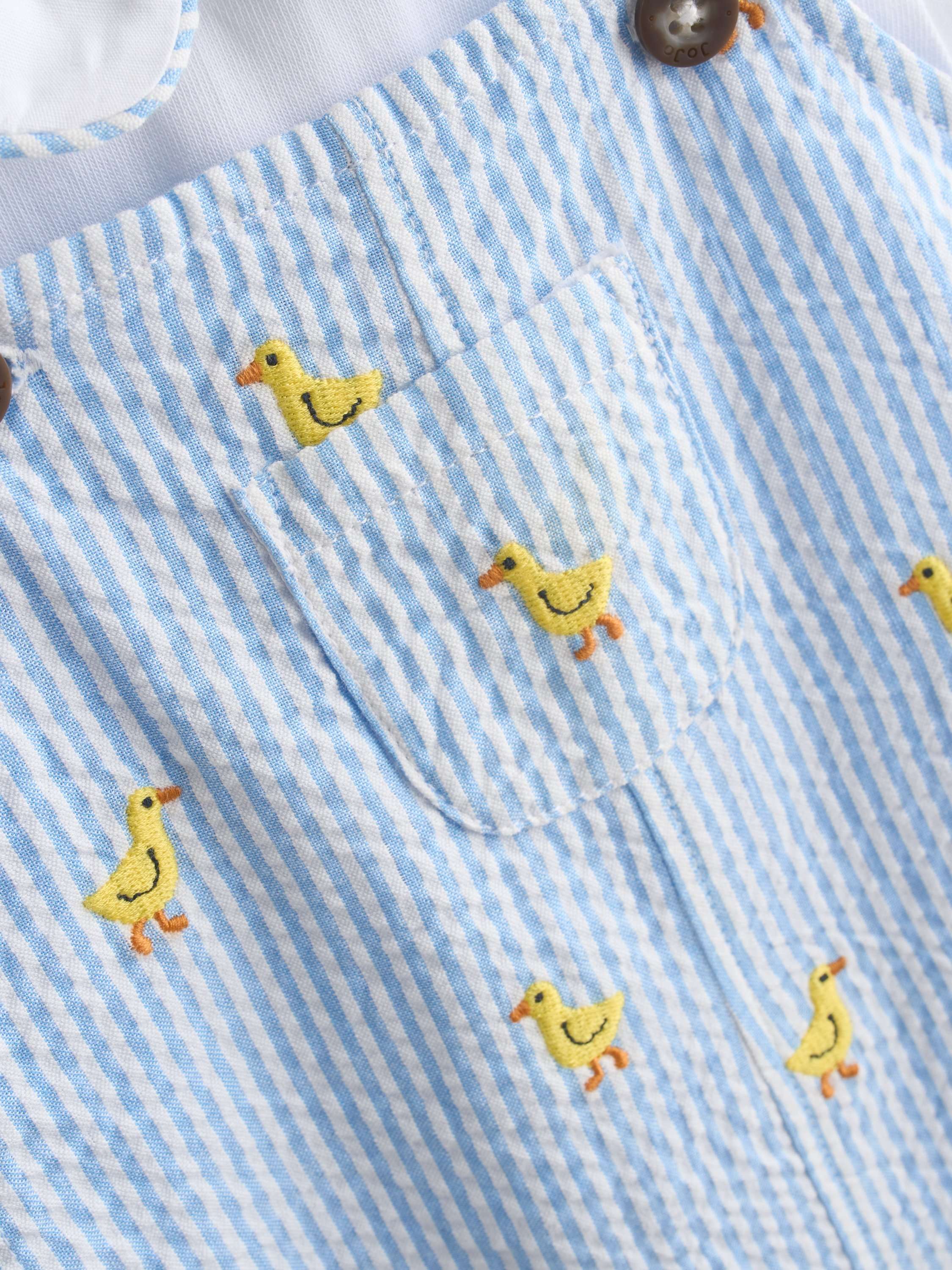 Baby Embroidered Dungarees and Bodysuit Set, Light Blue