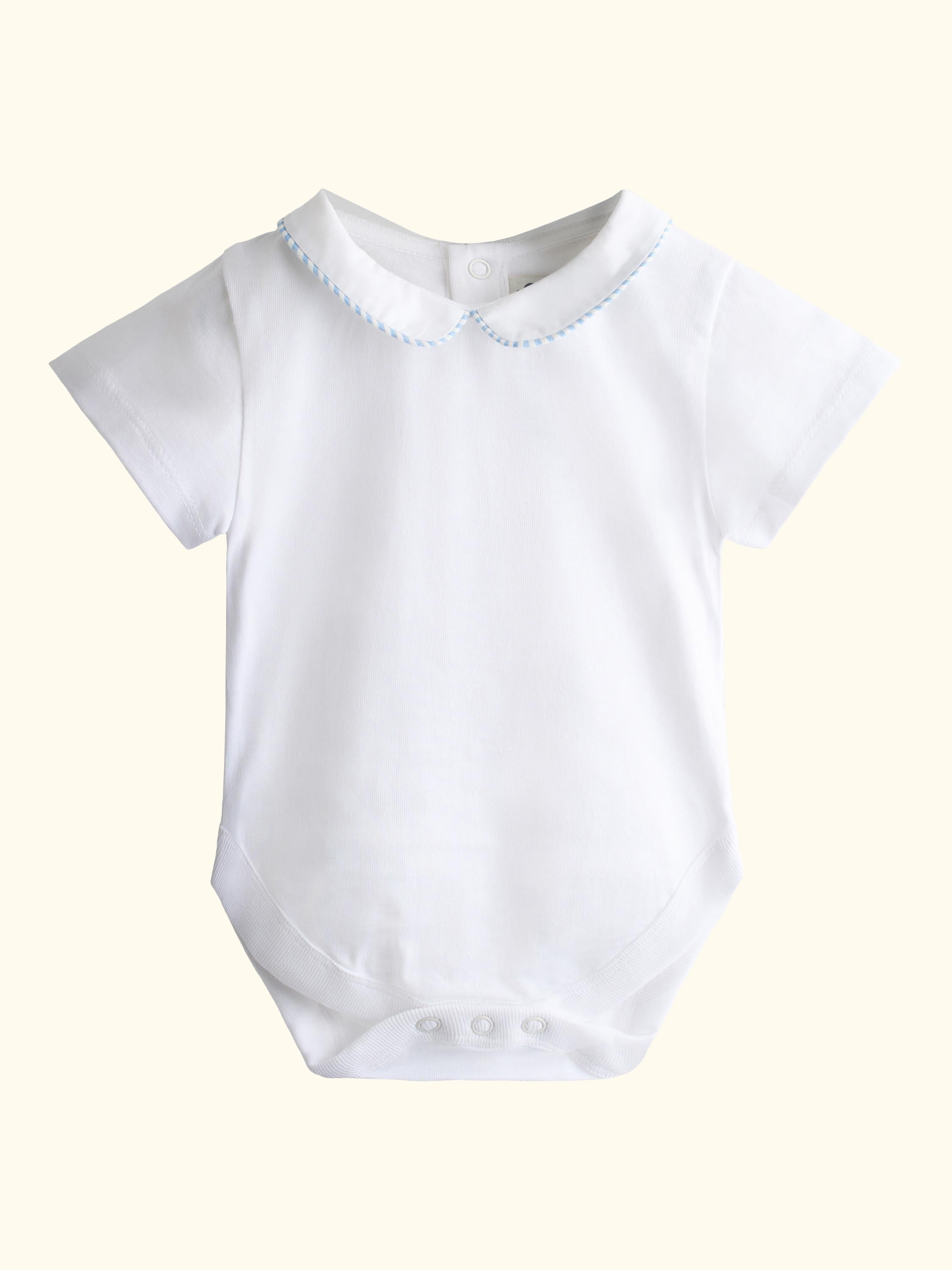 Baby Embroidered Dungarees and Bodysuit Set, Light Blue