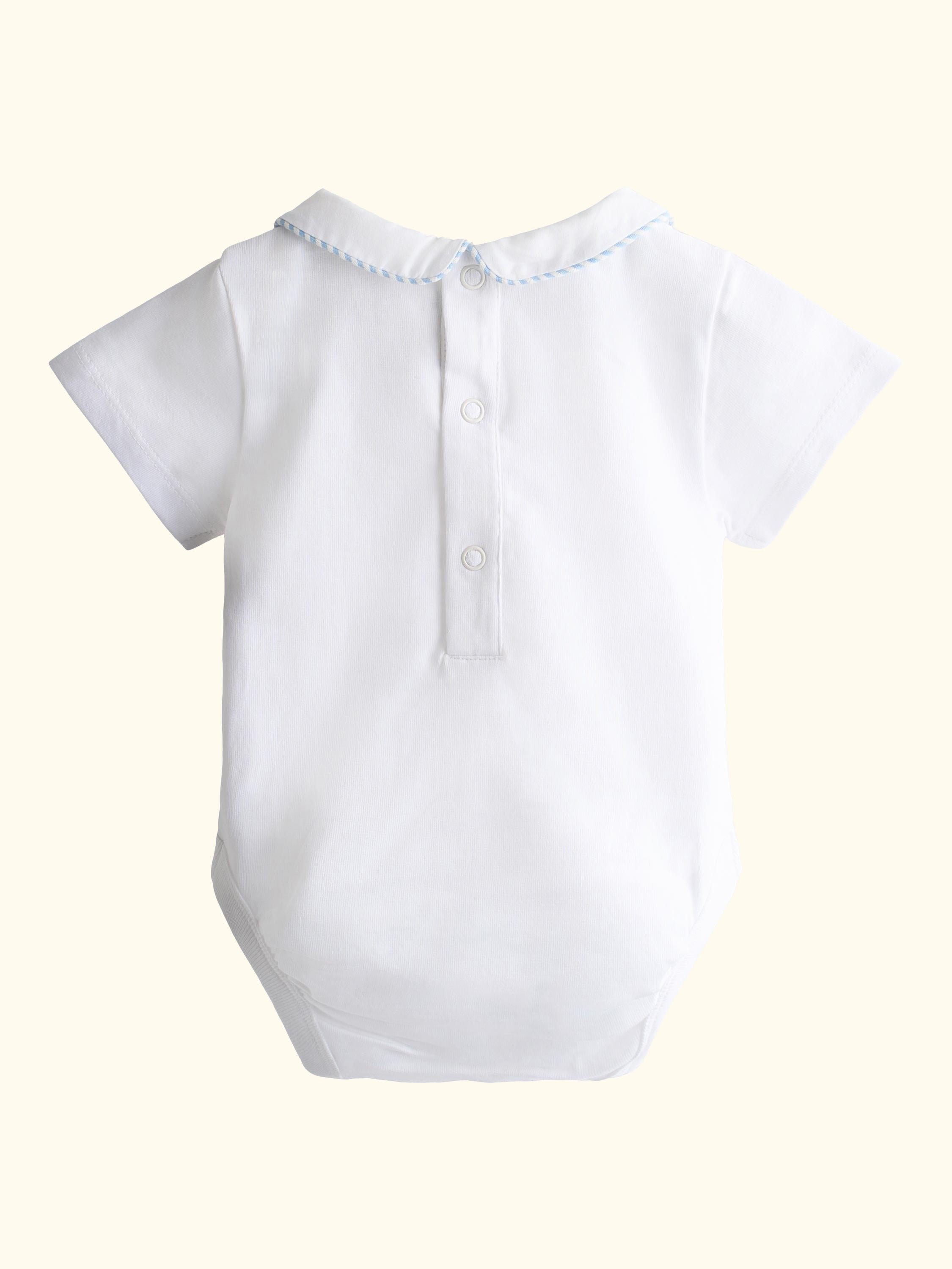 Baby Embroidered Dungarees and Bodysuit Set, Light Blue