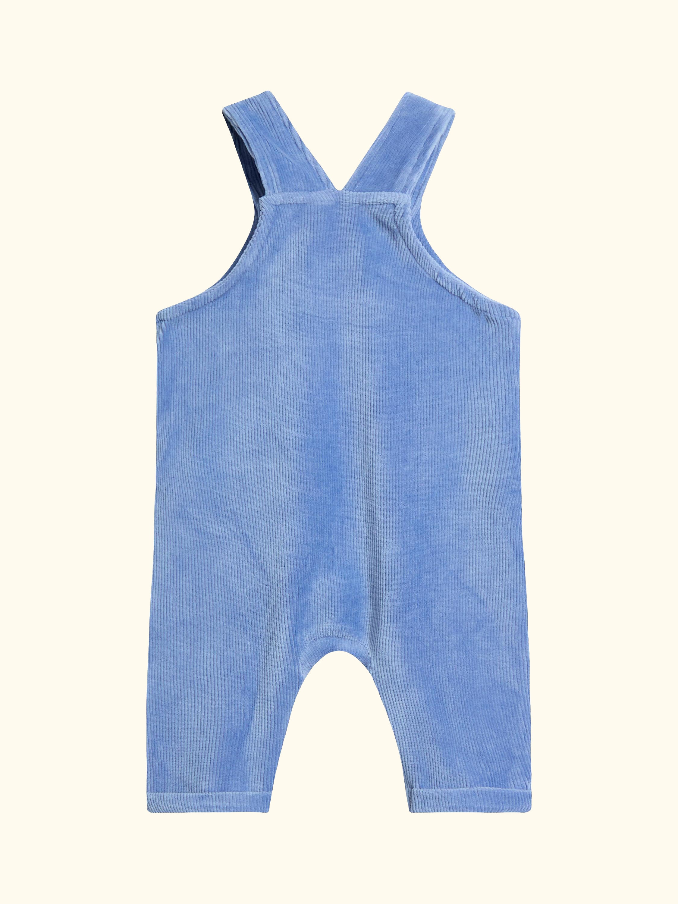 Baby Giraffe Rib Velour Dungarees & Bodysuit Set, Blue