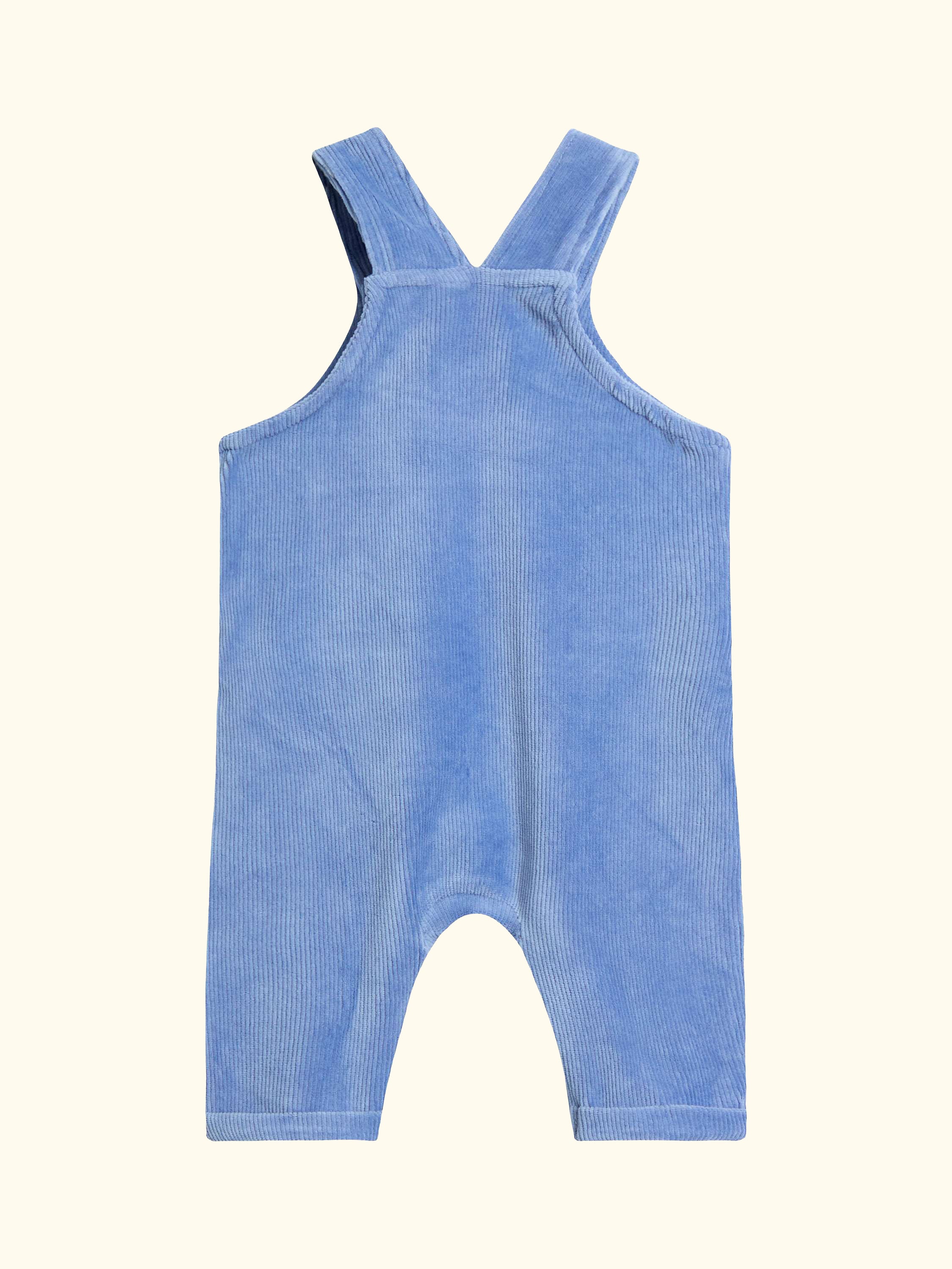 Baby Giraffe Rib Velour Dungarees & Bodysuit Set, Blue