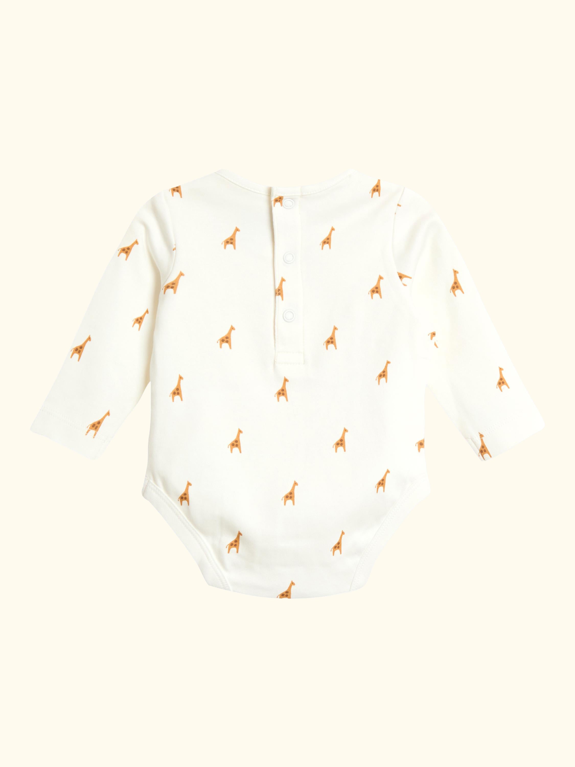 Baby Giraffe Rib Velour Dungarees & Bodysuit Set, Blue