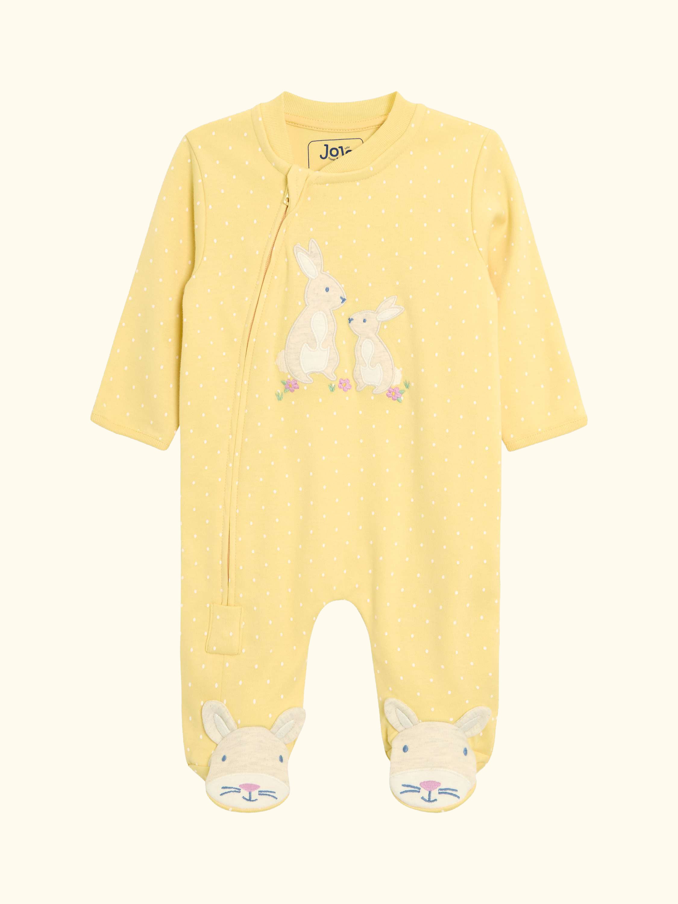 Baby Bunny Appliqué Sleepsuit, Yellow