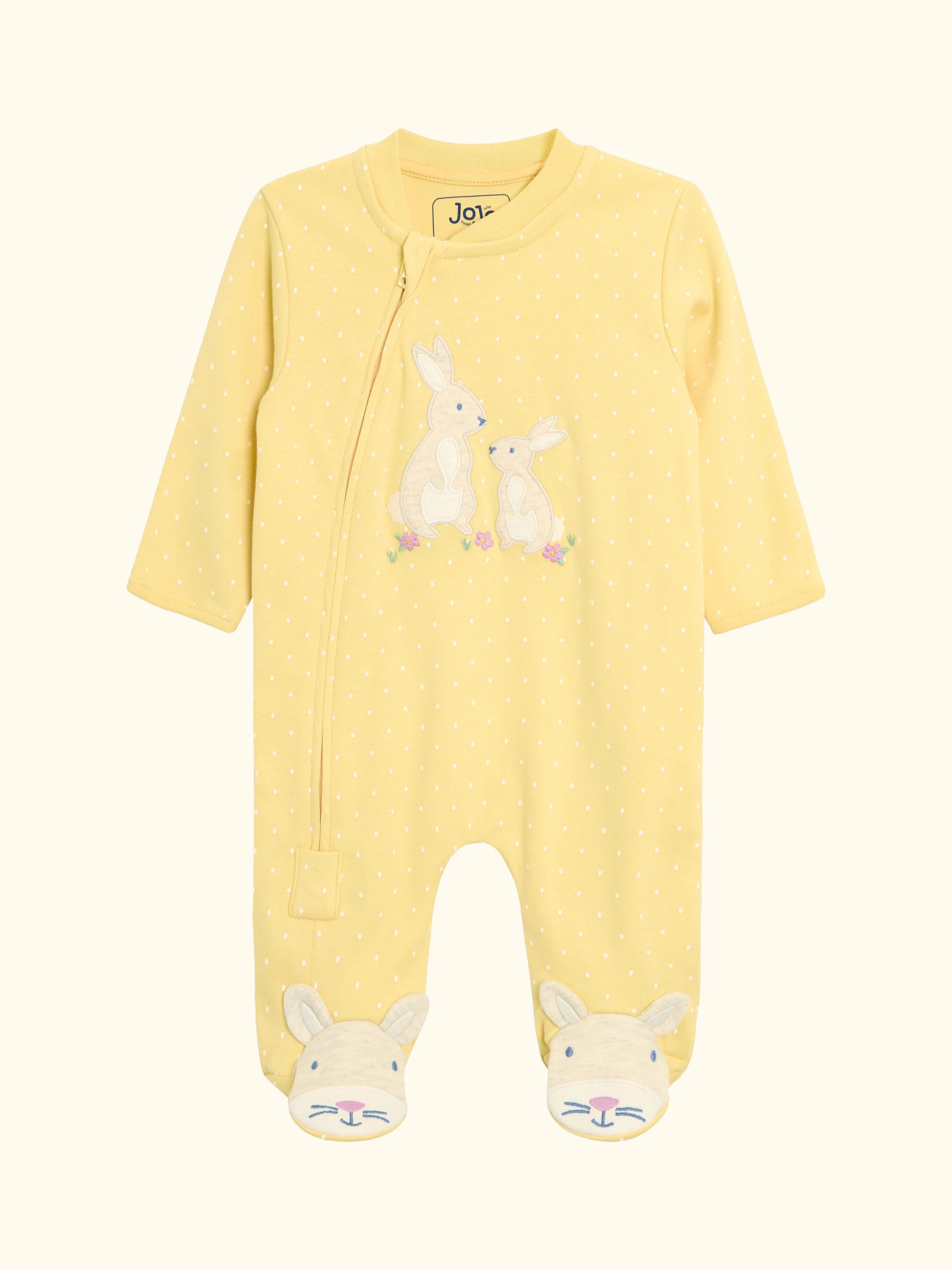Baby Bunny Appliqué Sleepsuit, Yellow