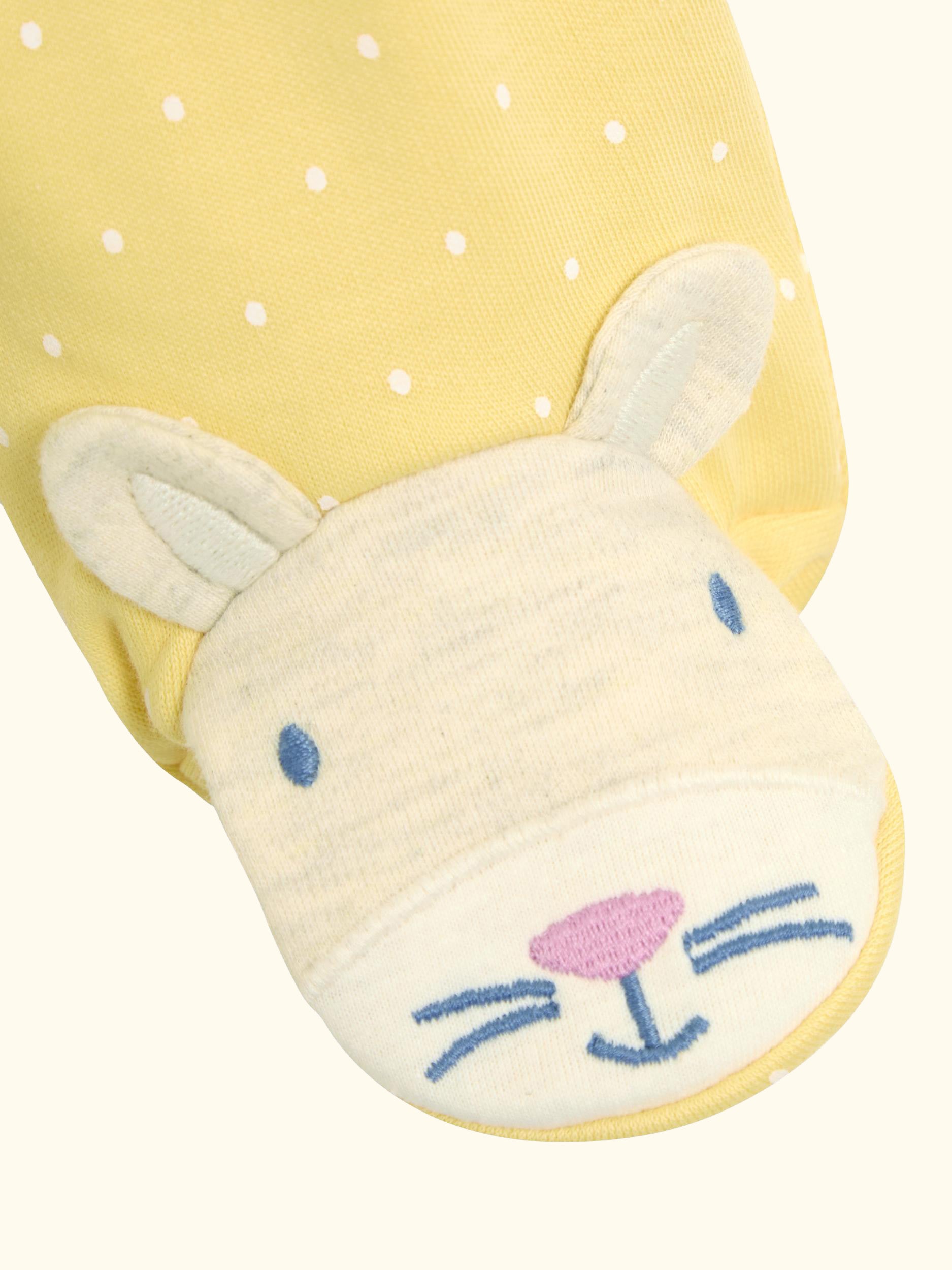 Baby Bunny Appliqué Sleepsuit, Yellow