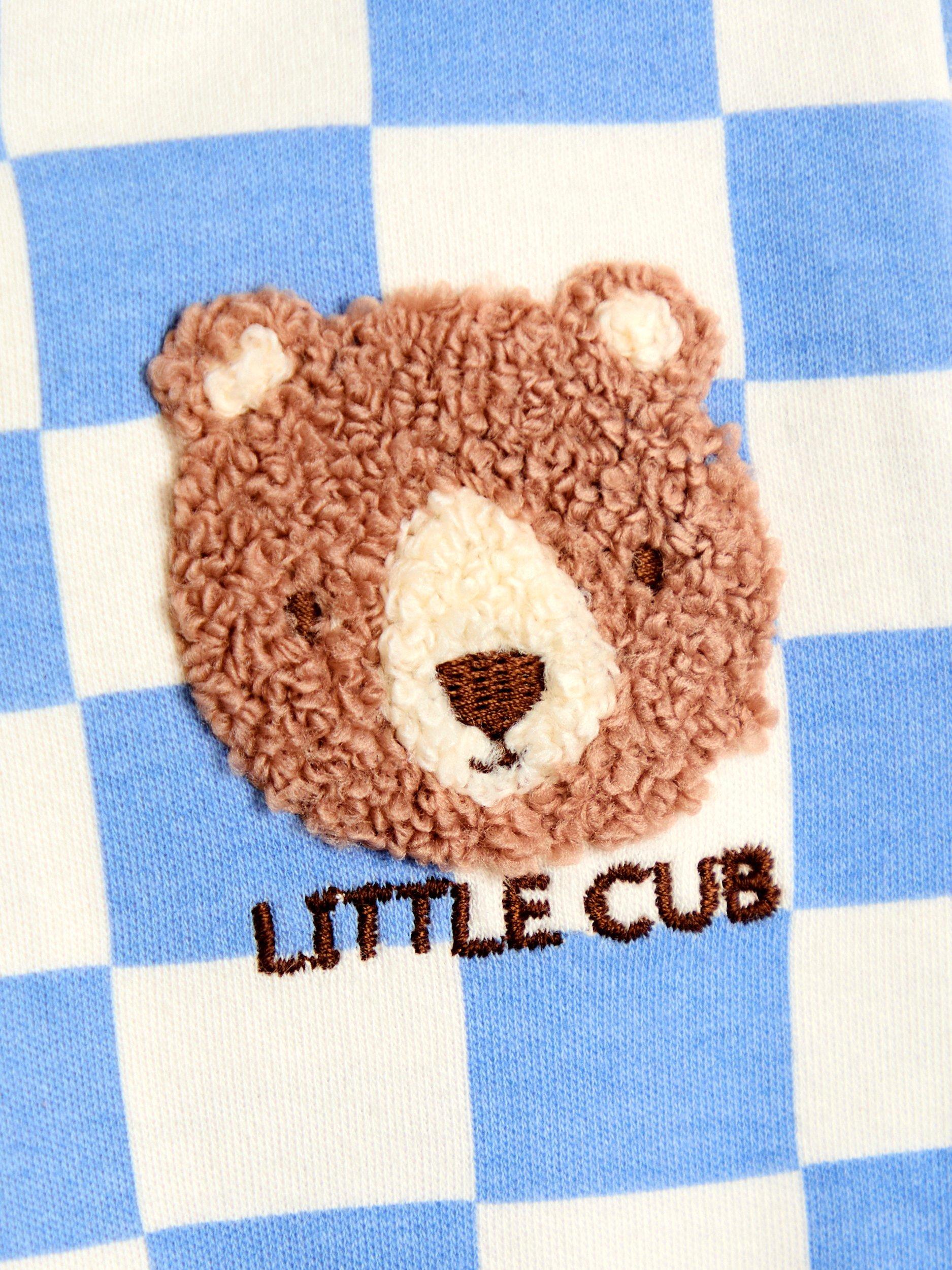 Baby Applique Bear Checked Sleepsuit, Blue