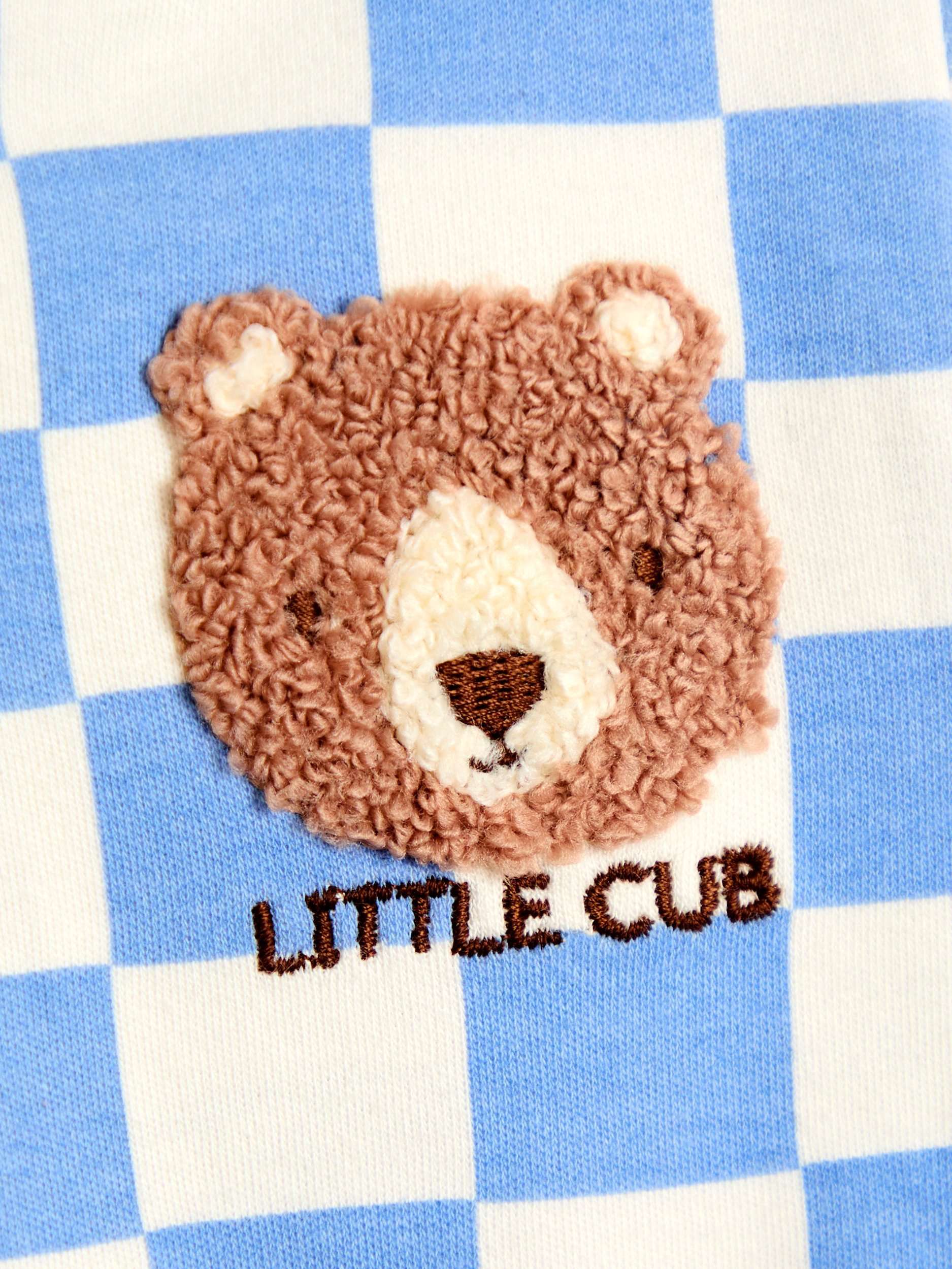 Baby Applique Bear Checked Sleepsuit, Blue