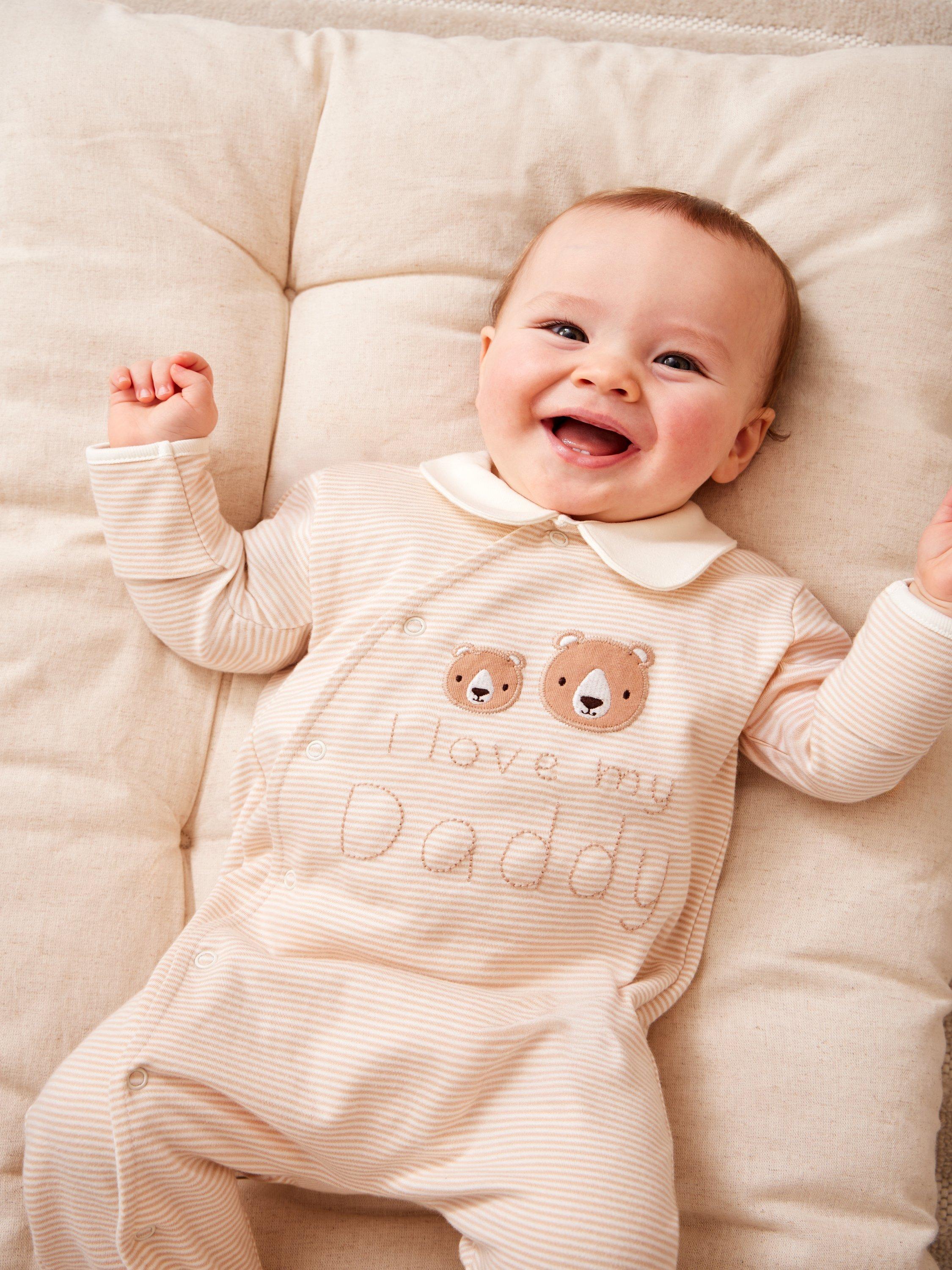 Baby Daddy Bear Sleep Suit, Brown