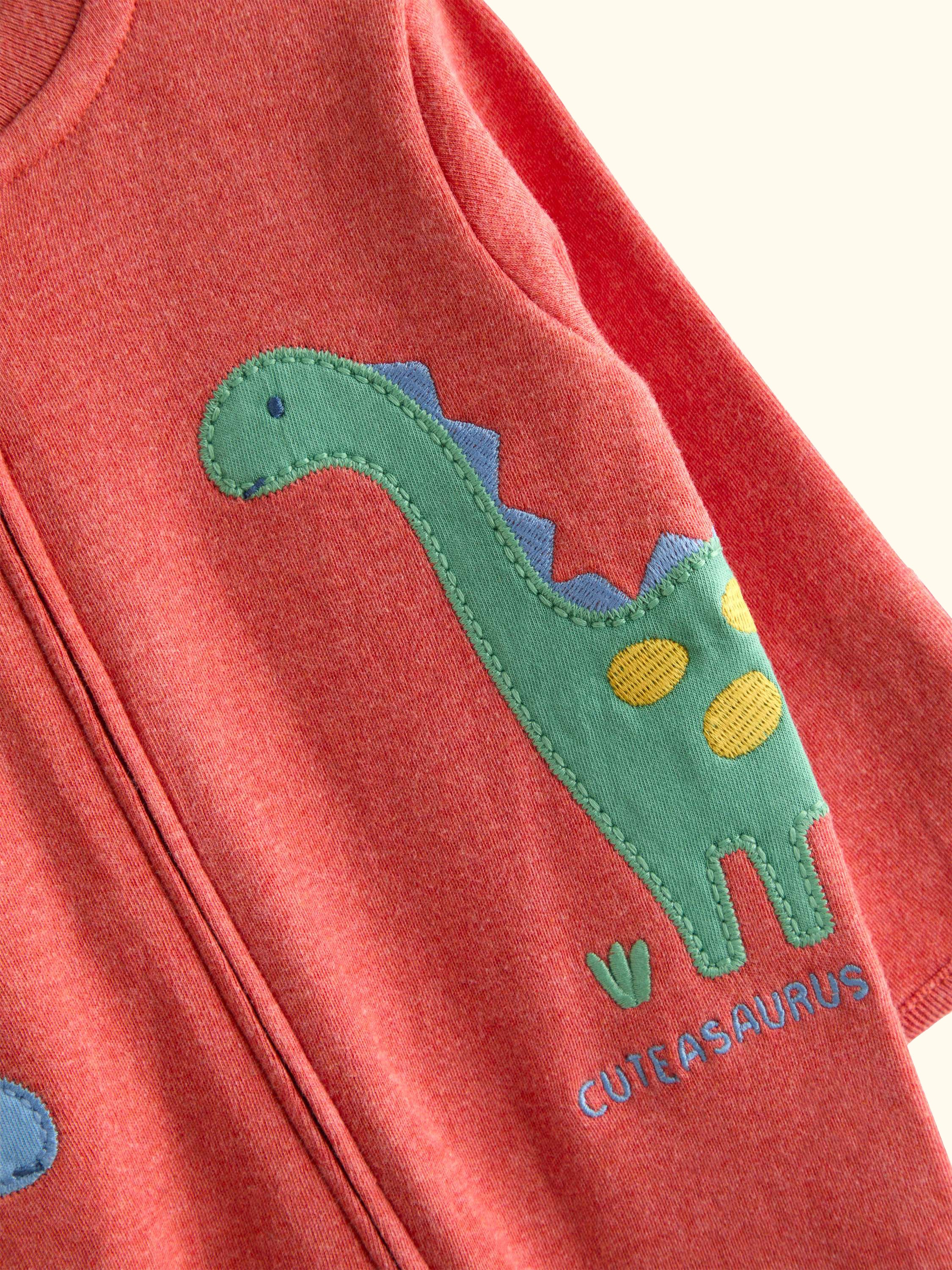Baby Zipped Dinosaur Sleep Suit, Rust