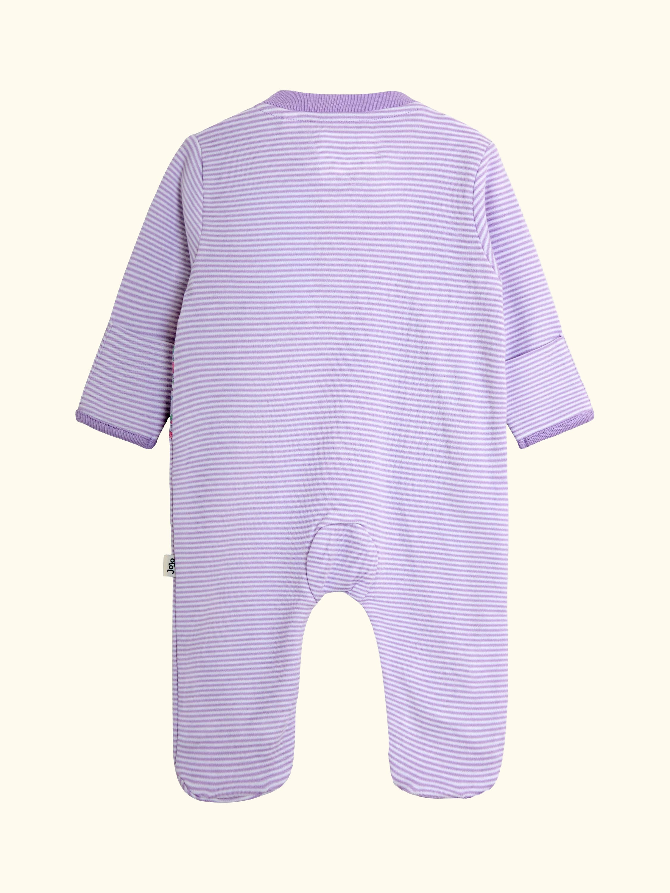 Baby Dino Stripe Appliqué Zip Footed Sleepsuit, Purple