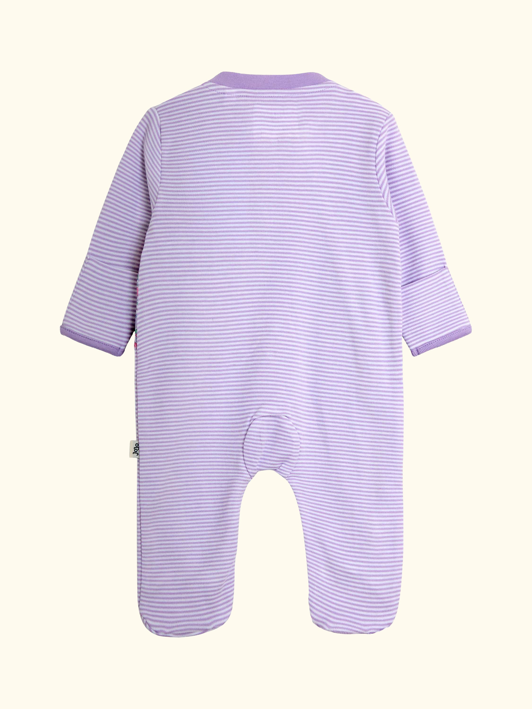 Baby Dino Stripe Appliqué Zip Footed Sleepsuit, Purple