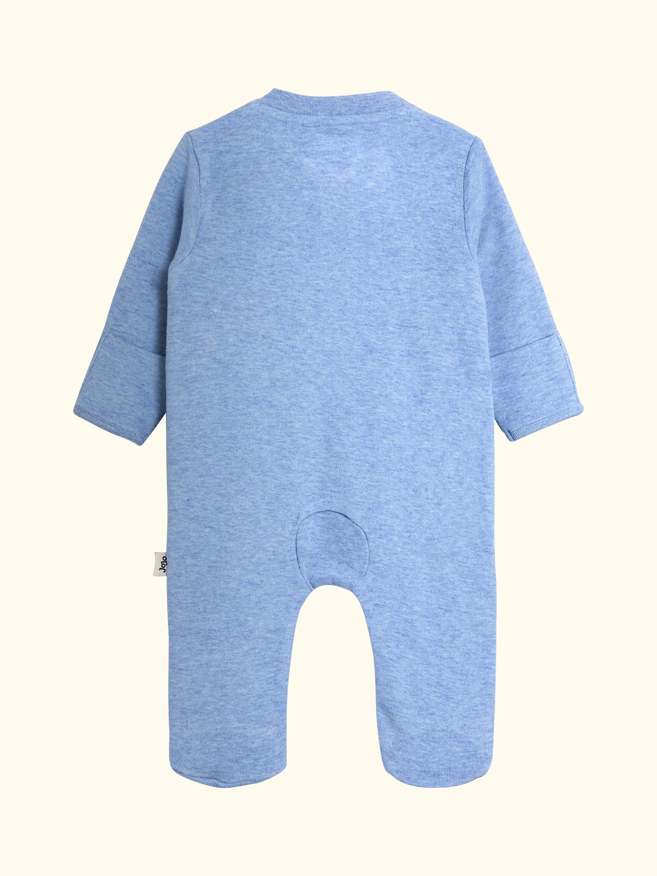 Baby Elephant Appliqué Zip Footed Sleepsuit, Blue