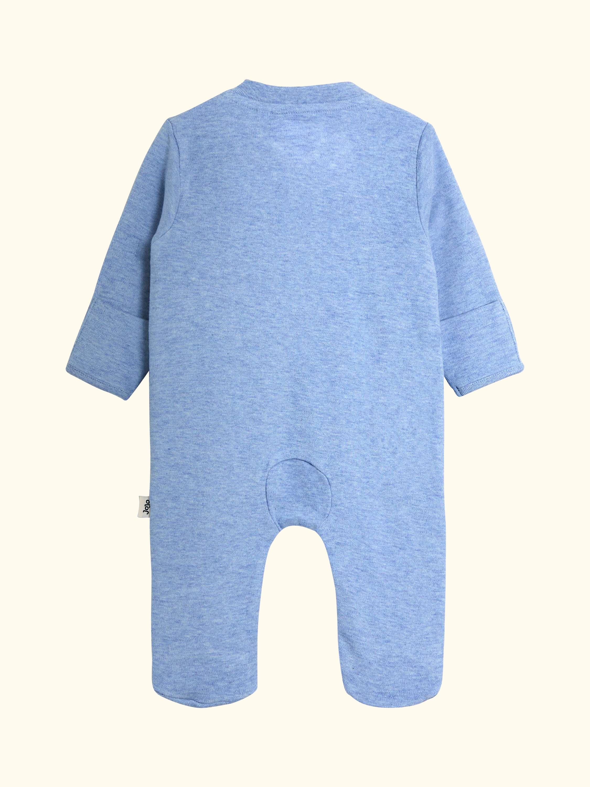 Baby Elephant Appliqué Zip Footed Sleepsuit, Blue