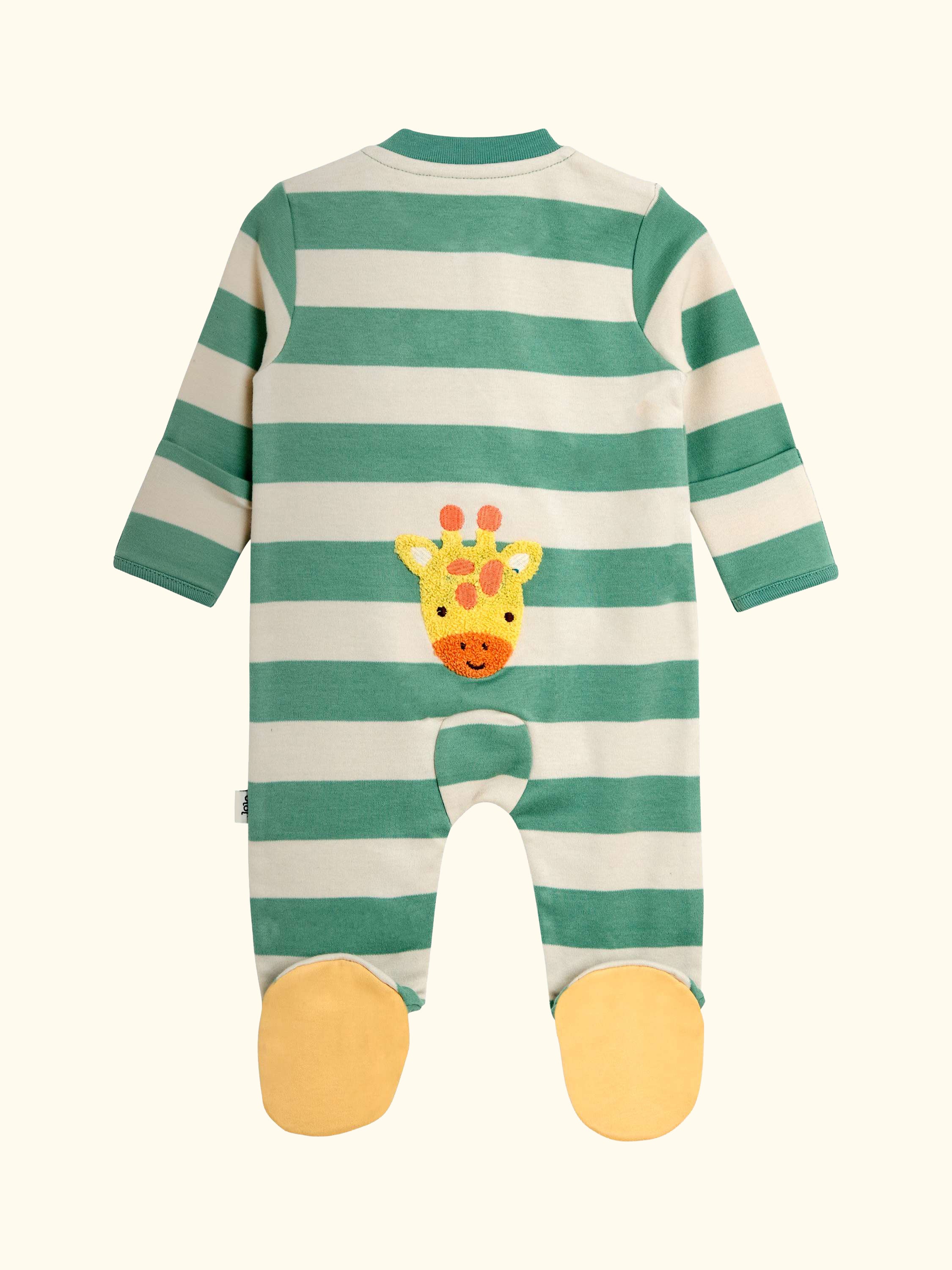Baby Giraffe Appliqué Zip Sleepsuit, Green