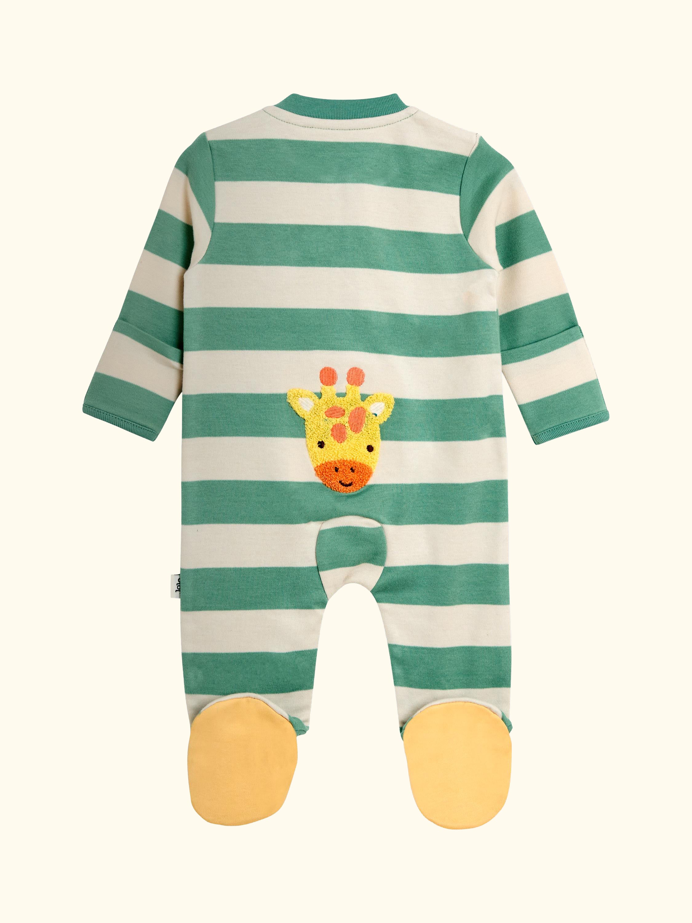 Baby Giraffe Appliqué Zip Sleepsuit, Green