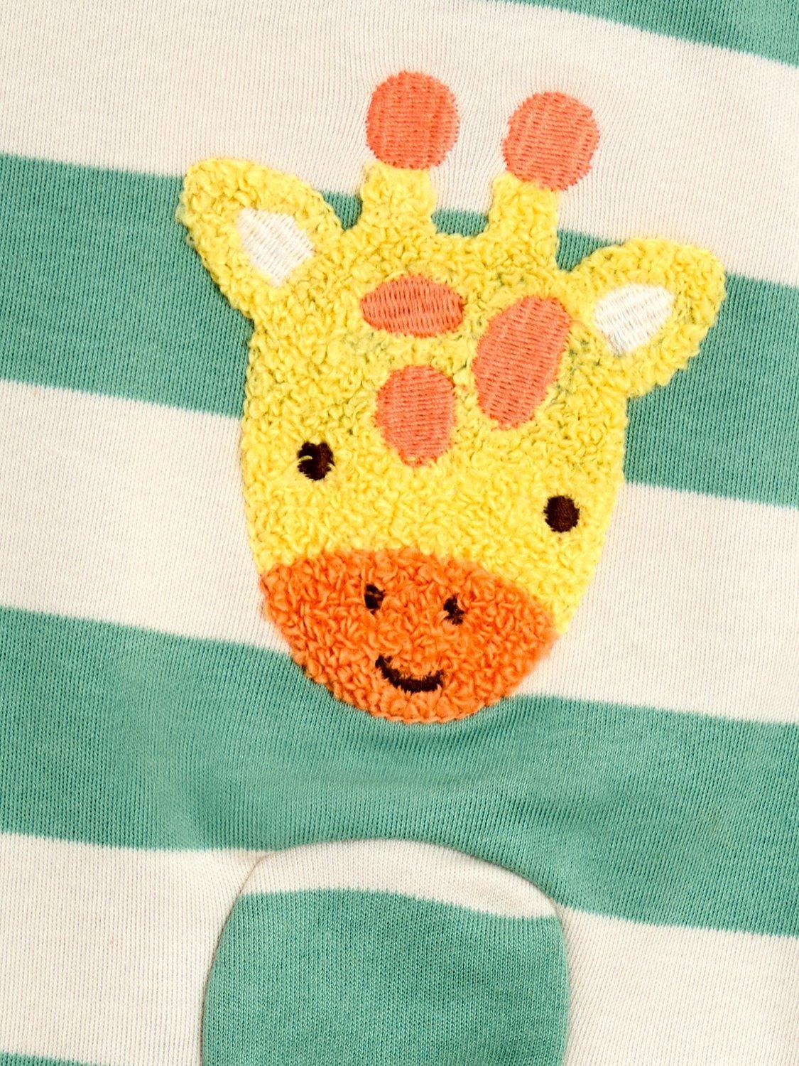 Baby Giraffe Appliqué Zip Sleepsuit, Green