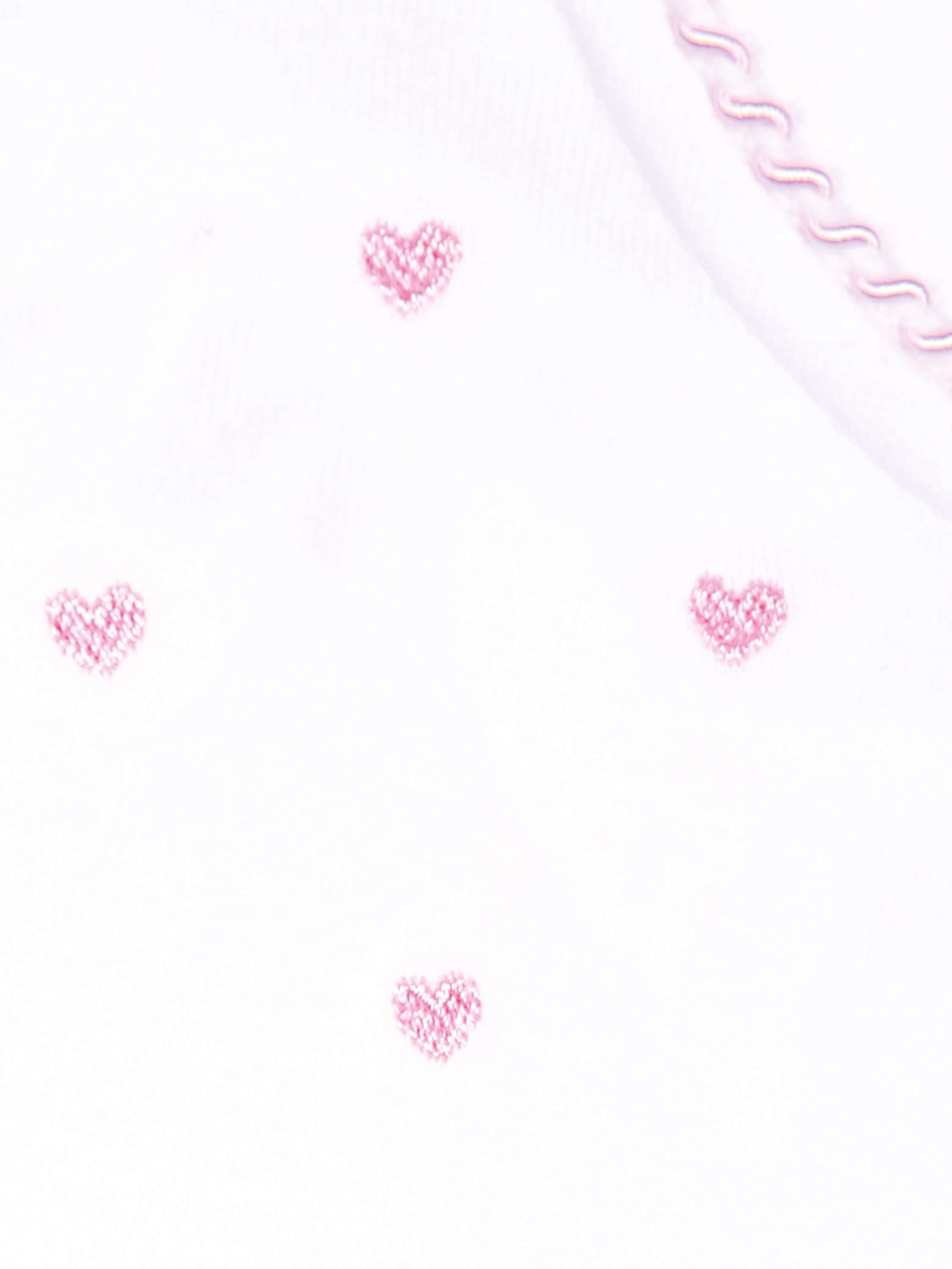 Baby Heart Embroidery Bodysuit, White/Pink