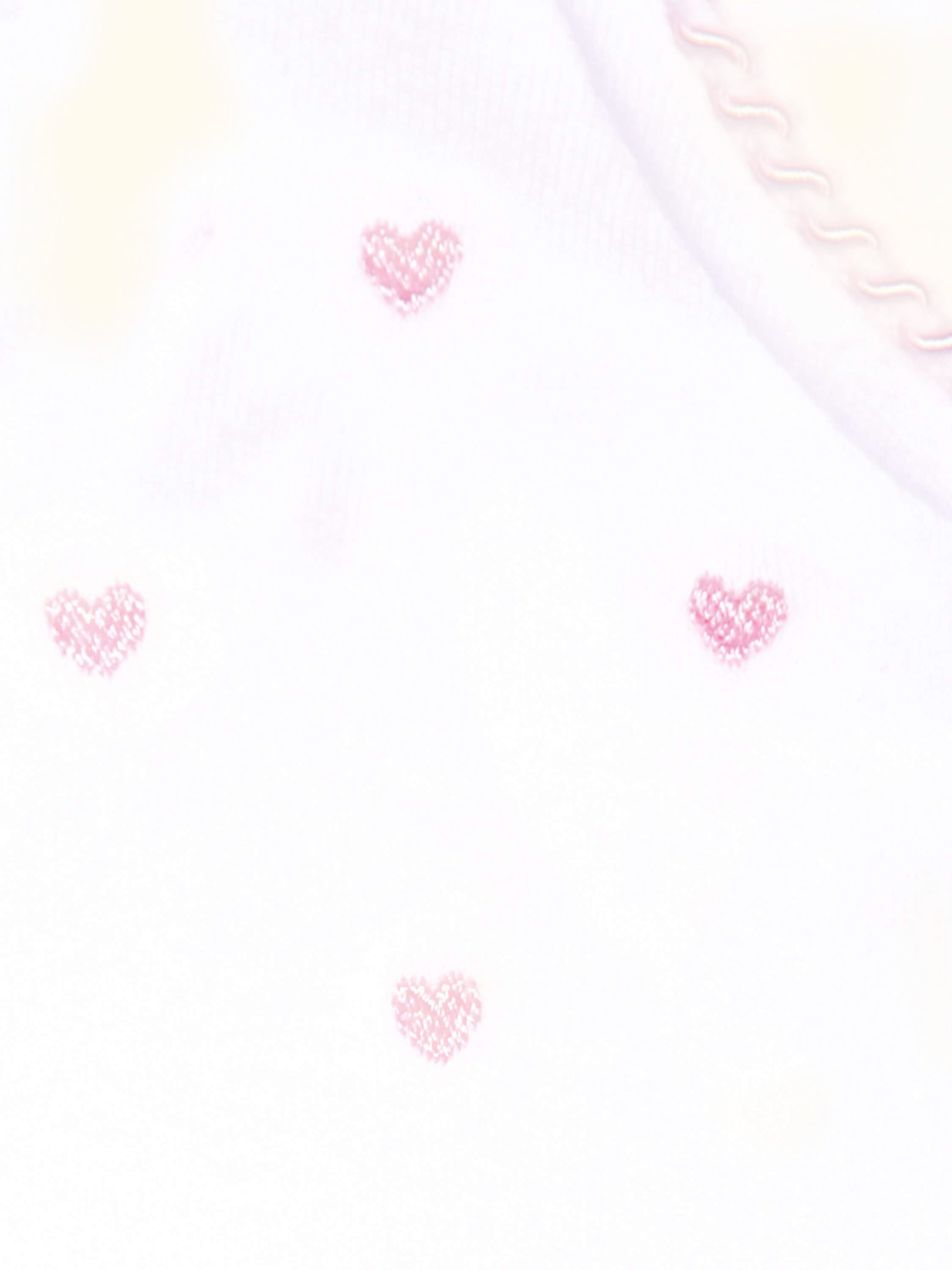 Baby Heart Embroidery Bodysuit, White/Pink