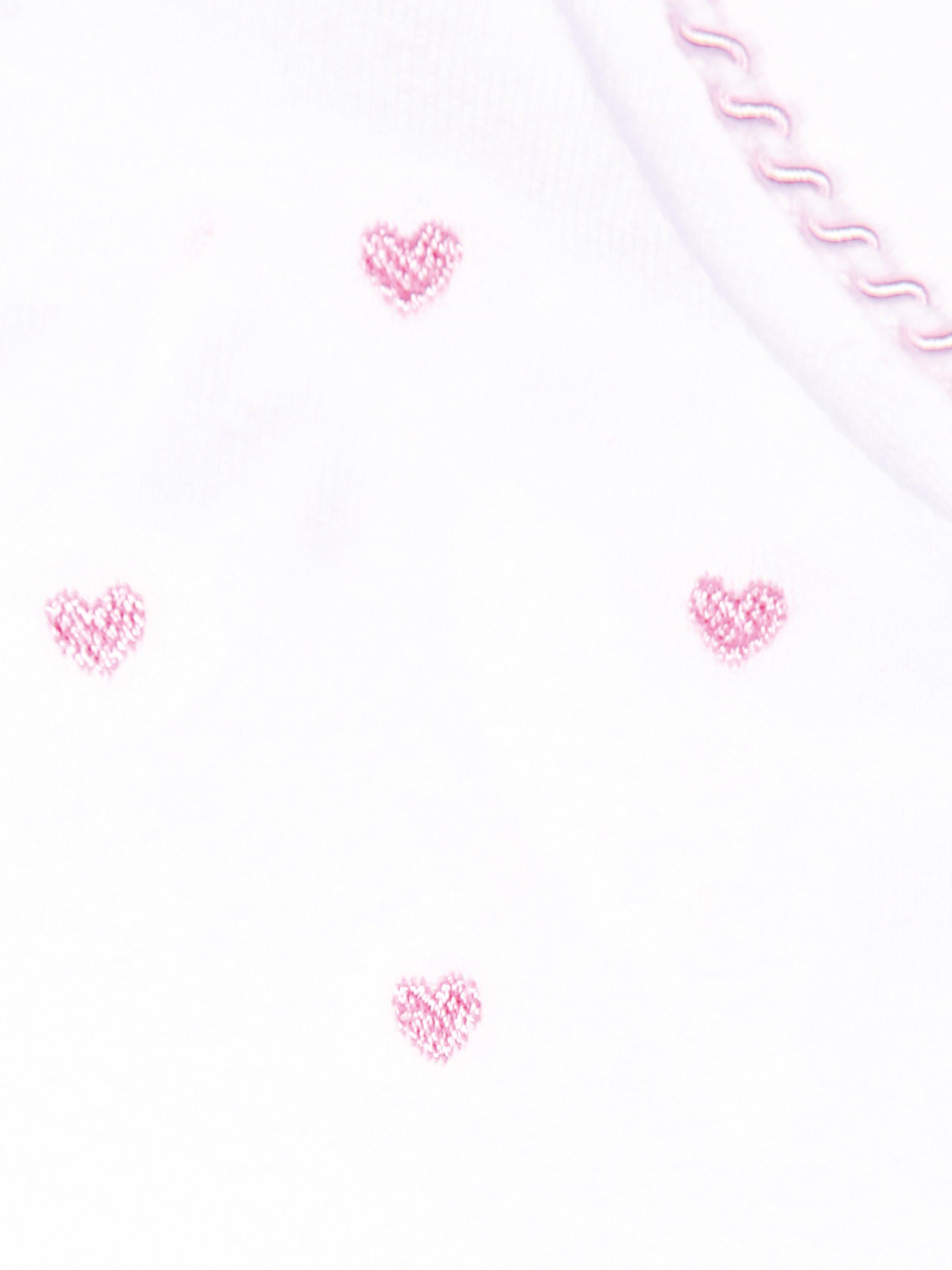 Baby Heart Embroidery Bodysuit, White/Pink