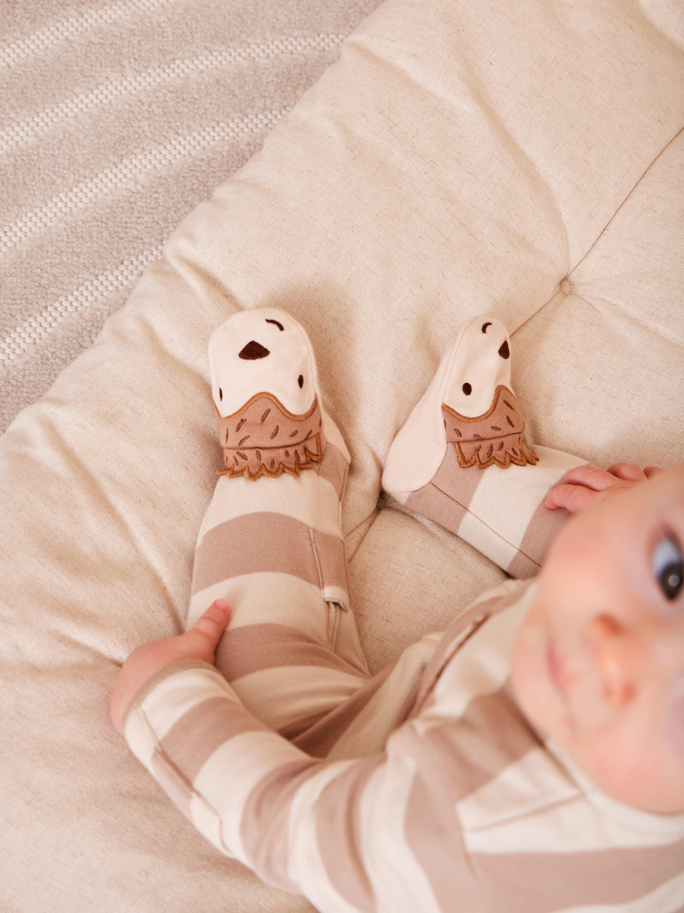 Baby Hedgehog Stripe Footed Sleepsuit, Brown
